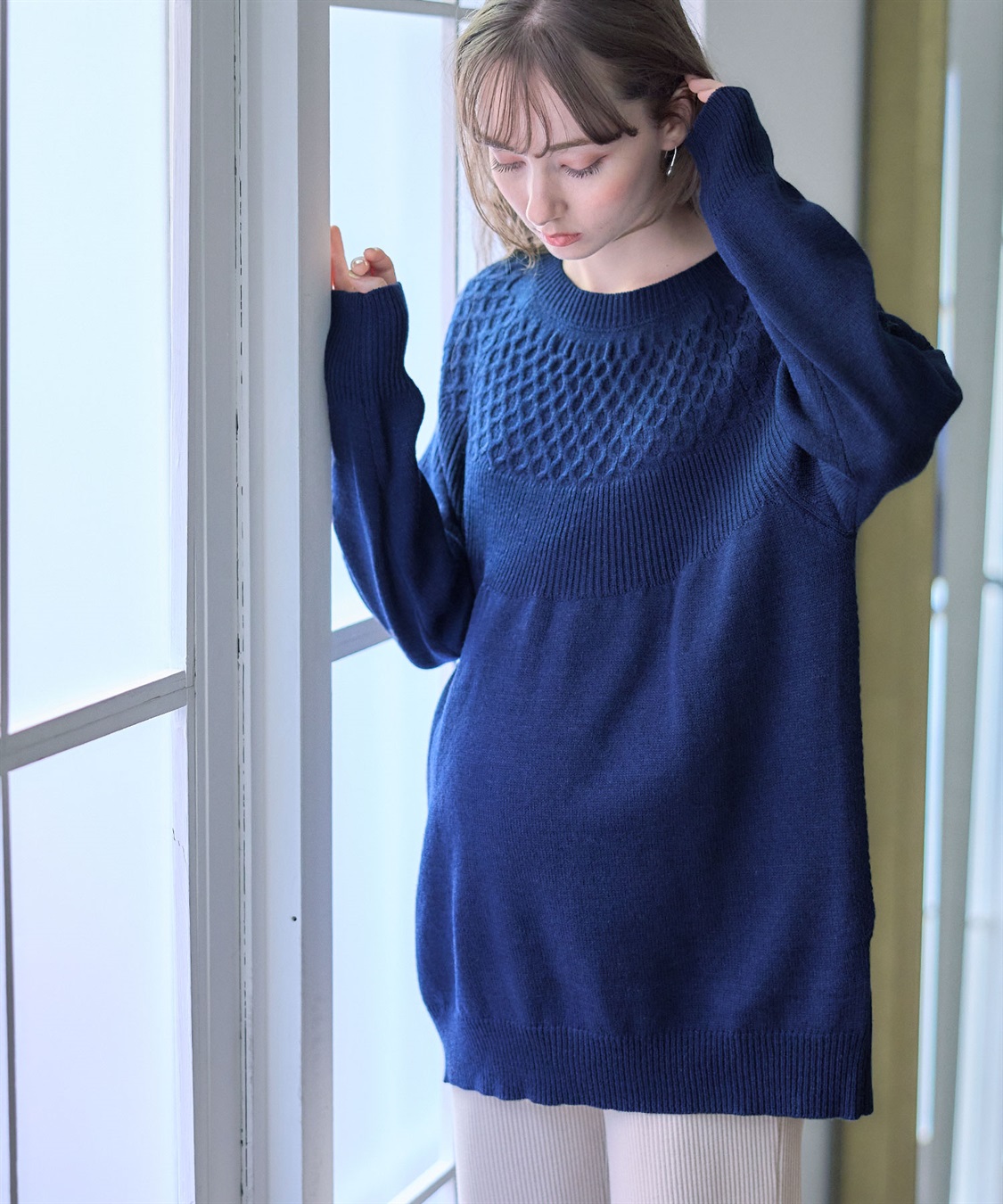 Rosemadame ハニカムケーブル チュニック丈 プルオーバーニット（マタニティ&授乳服）授乳口付き 授乳楽々 妊婦服 産前・産後対応_sub_8