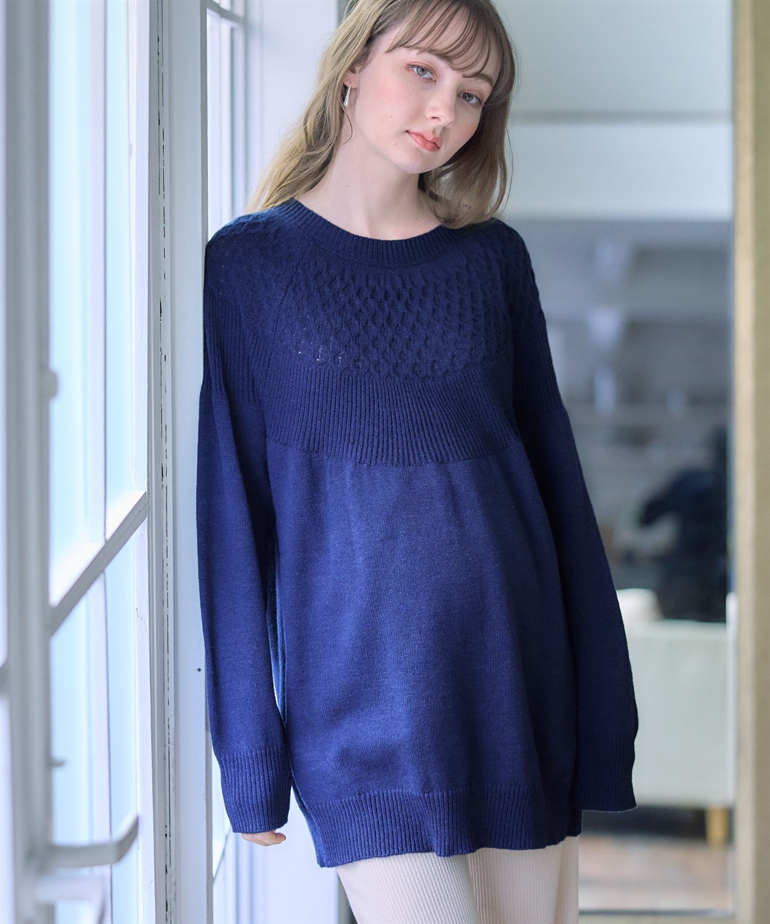 Rosemadame ハニカムケーブル チュニック丈 プルオーバーニット（マタニティ&授乳服）授乳口付き 授乳楽々 妊婦服 産前・産後対応_sub_9