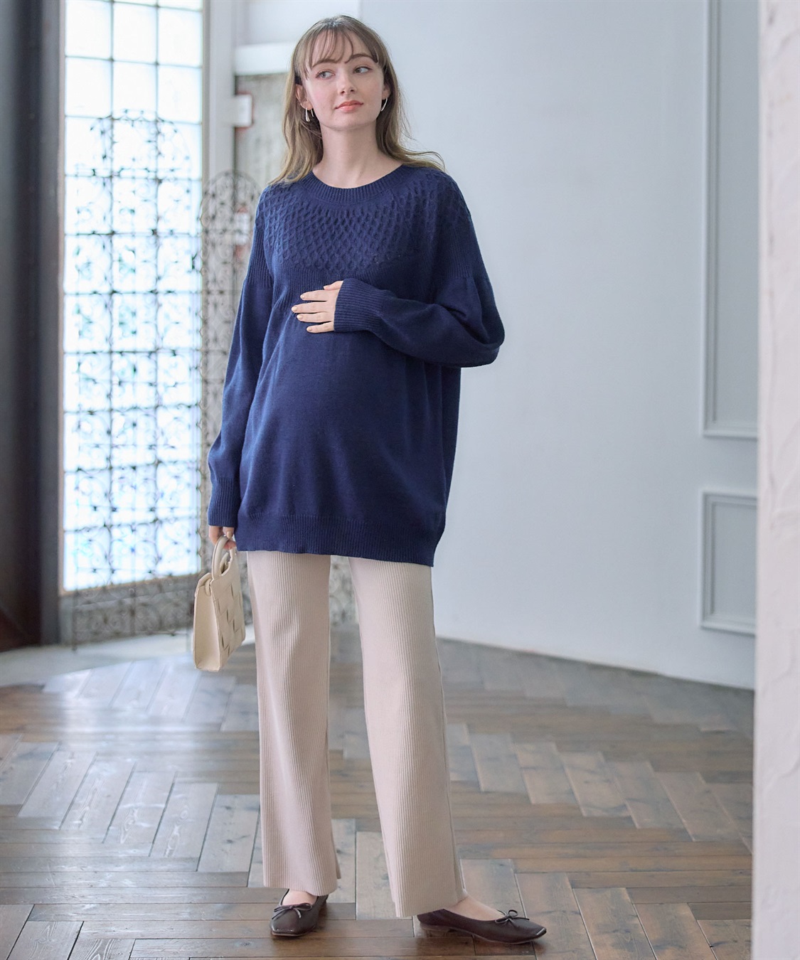 Rosemadame ハニカムケーブル チュニック丈 プルオーバーニット（マタニティ&授乳服）授乳口付き 授乳楽々 妊婦服 産前・産後対応_sub_15