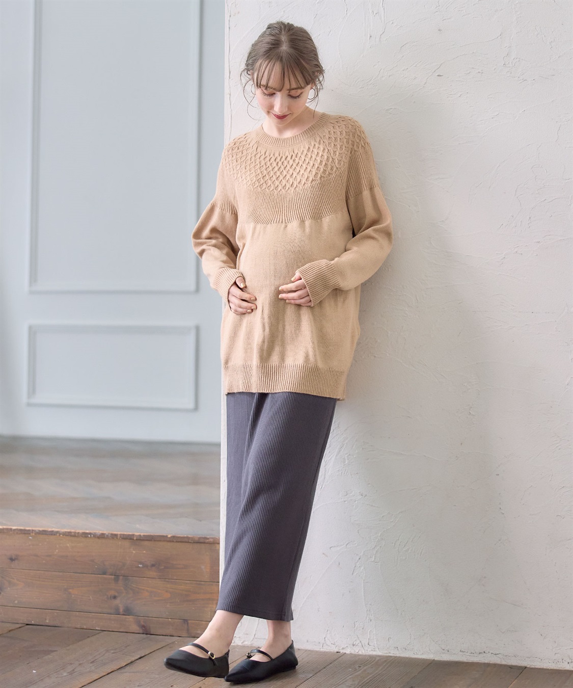 Rosemadame ハニカムケーブル チュニック丈 プルオーバーニット（マタニティ&授乳服）授乳口付き 授乳楽々 妊婦服 産前・産後対応_sub_18