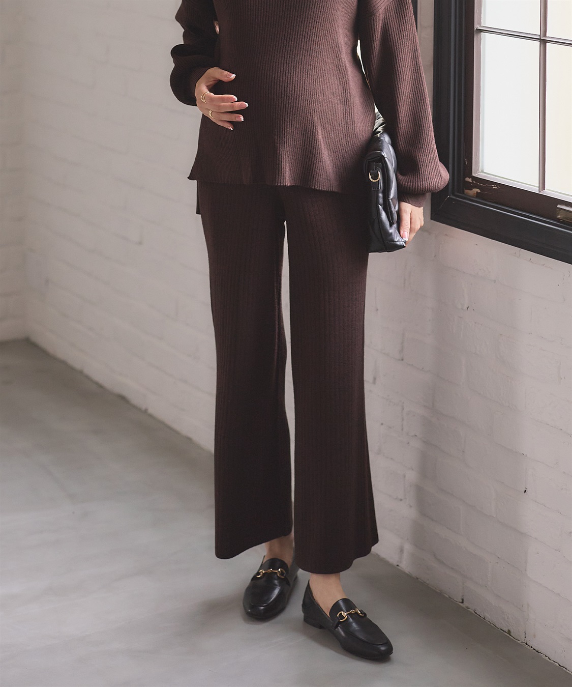 Rosemadame ニットリブワイドパンツ(マタニティ/妊婦服 産前・産後対応)_sub_2