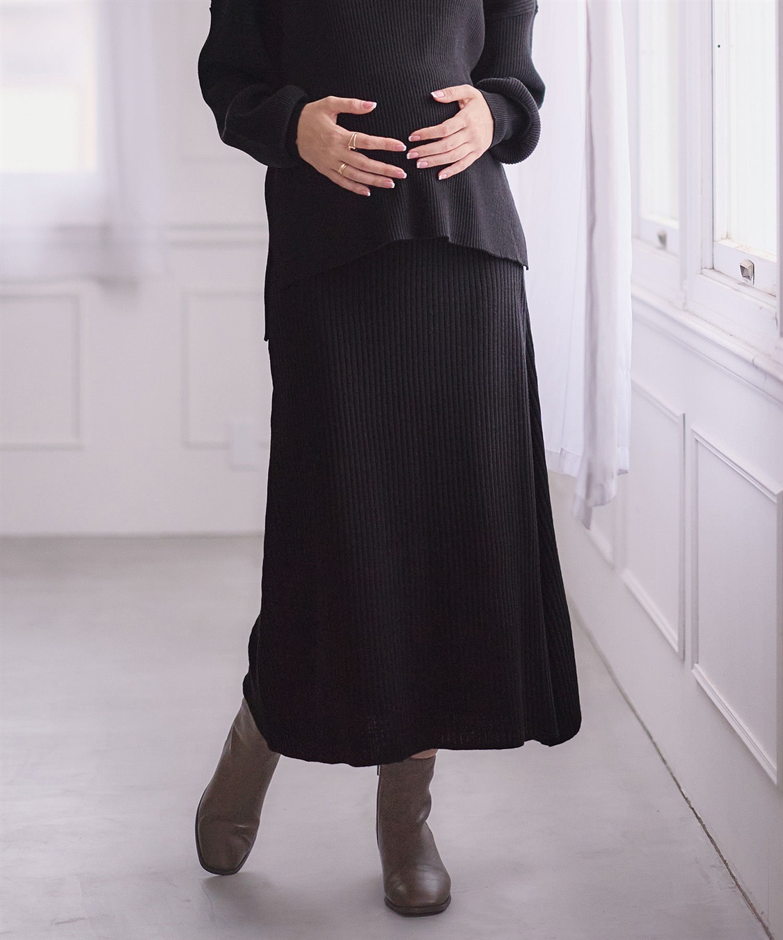 Rosemadame ニットリブフレアスカート(マタニティ/妊婦服 産前・産後対応)_sub_1