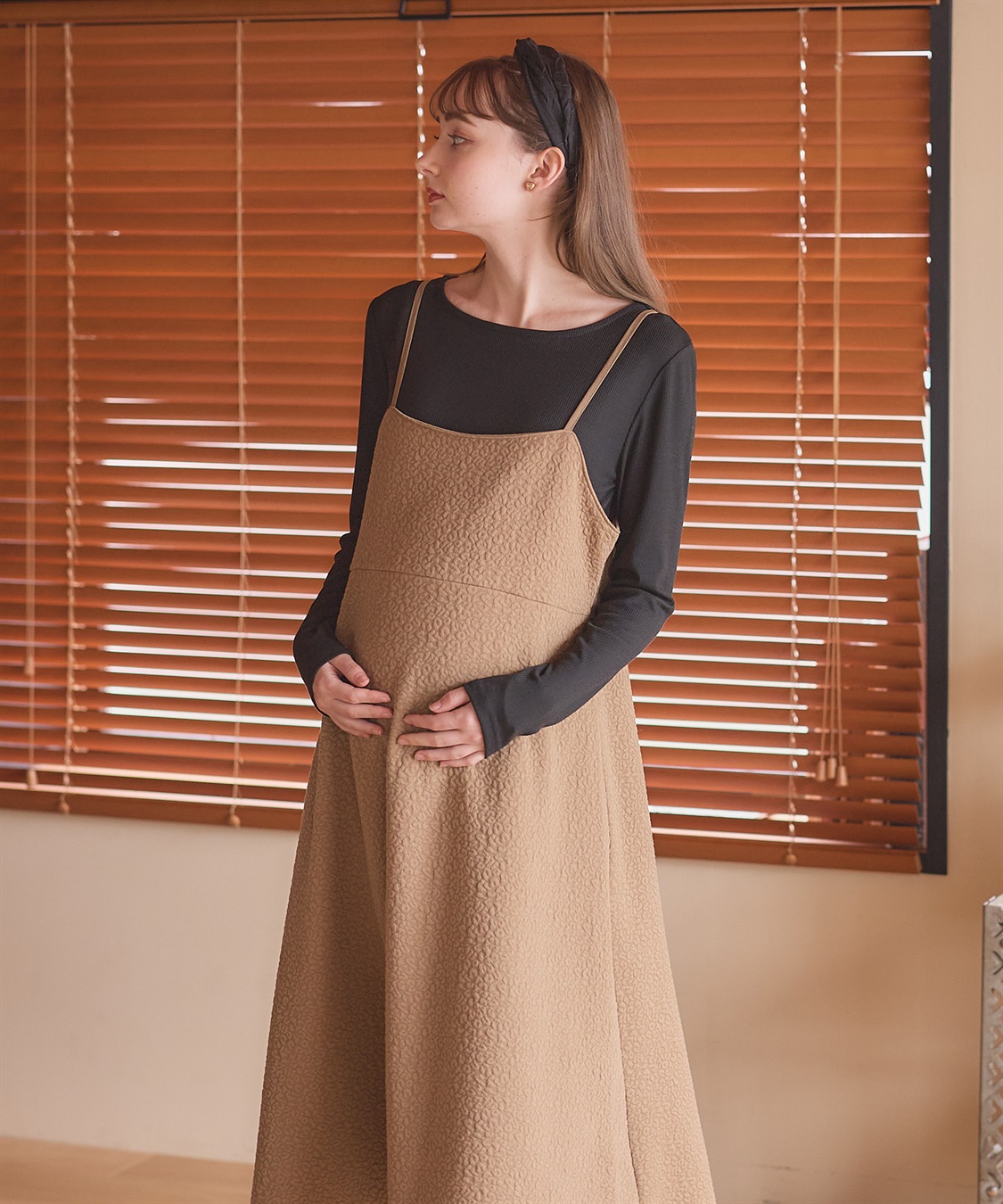 セットアイテム】ぽこぽこジャガードキャミワンピ×リブカットソー