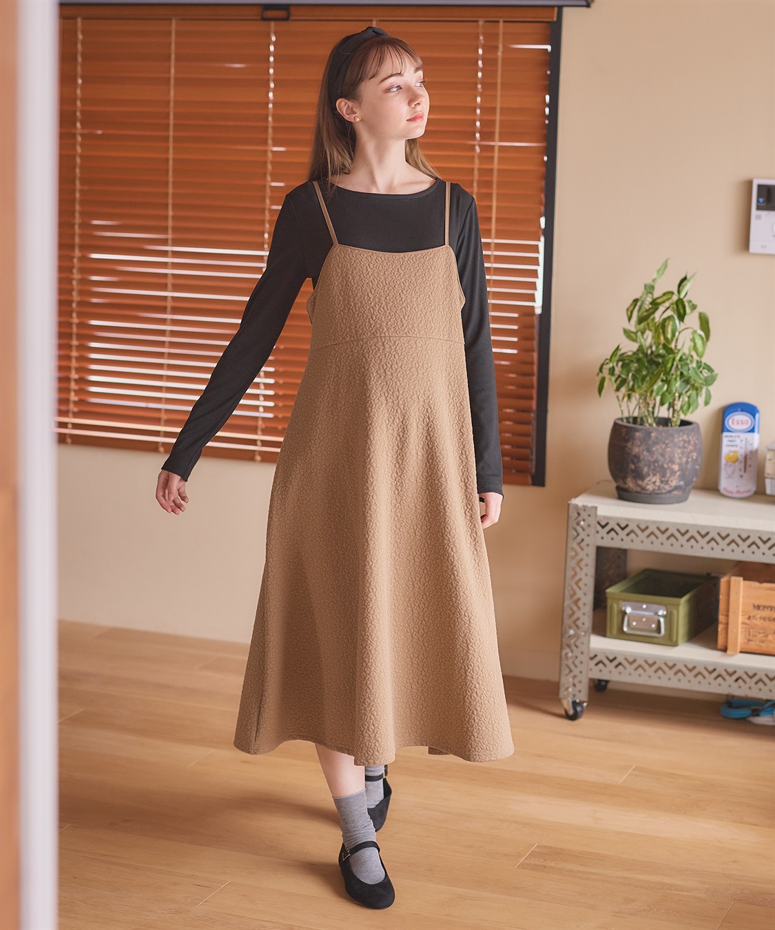 Rosemadame 【セットアイテム】ぽこぽこジャガードキャミワンピ×リブカットソー(マタニティ/授乳服）授乳楽々 妊婦服 産前・産後対応_sub_3