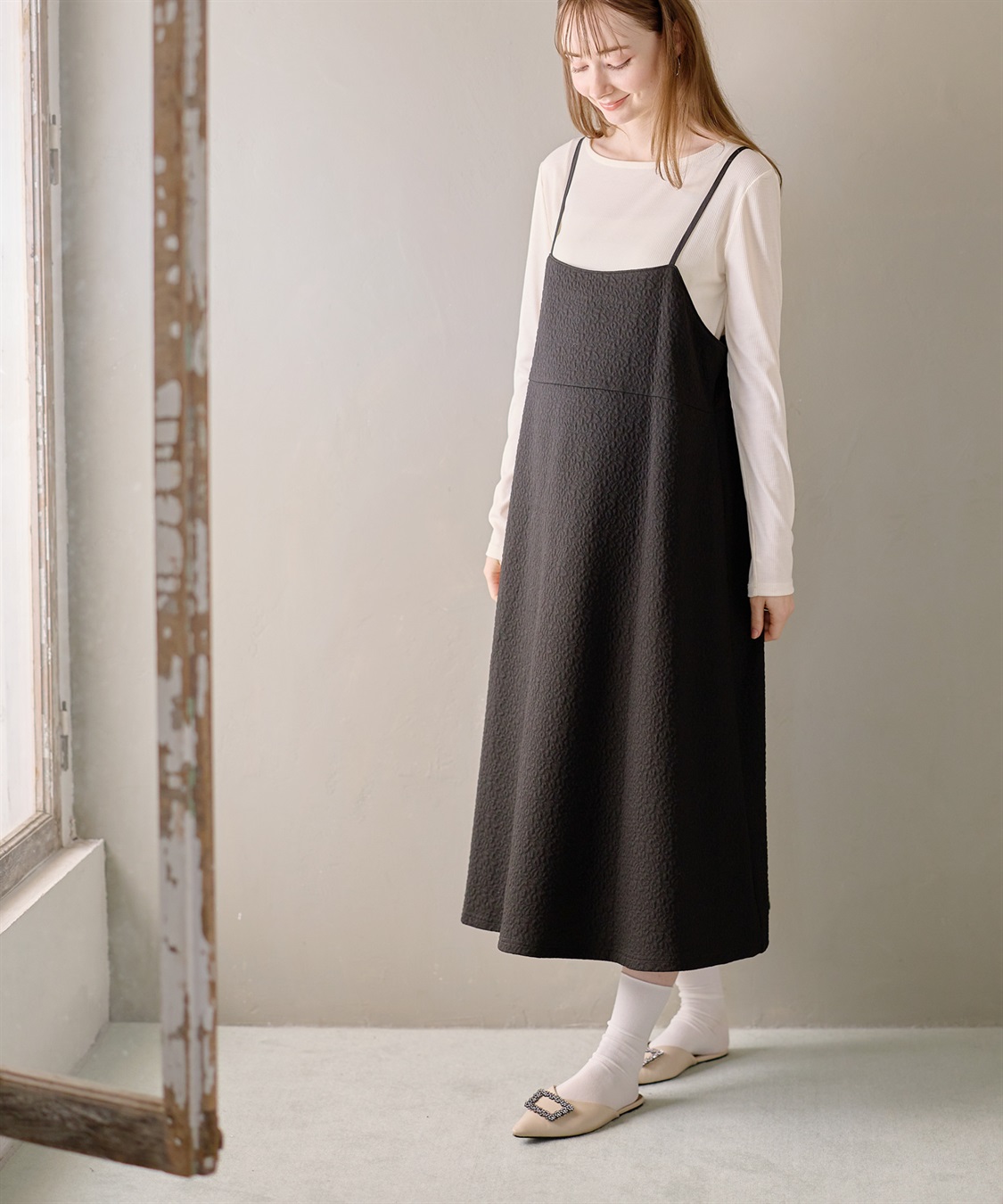 Rosemadame 【セットアイテム】ぽこぽこジャガードキャミワンピ×リブカットソー(マタニティ/授乳服）授乳楽々 妊婦服 産前・産後対応_sub_10