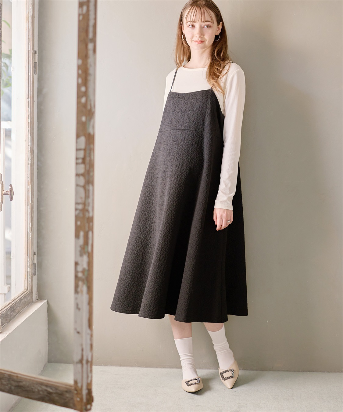 Rosemadame 【セットアイテム】ぽこぽこジャガードキャミワンピ×リブカットソー(マタニティ/授乳服）授乳楽々 妊婦服 産前・産後対応_sub_13