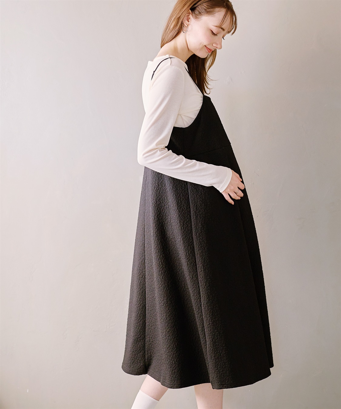 Rosemadame 【セットアイテム】ぽこぽこジャガードキャミワンピ×リブカットソー(マタニティ/授乳服）授乳楽々 妊婦服 産前・産後対応_sub_14