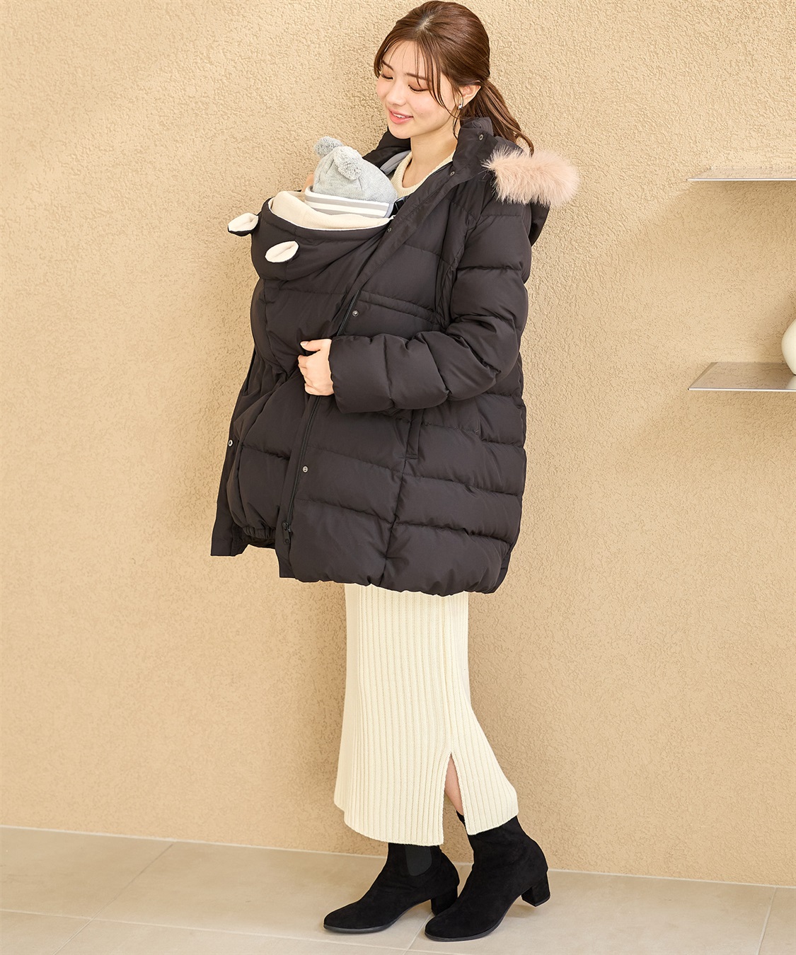 Rosemadame マットタフタダウンママコート＆ケープセット(マタニティ&授乳服）妊婦服 産前・産後対応_sub_13