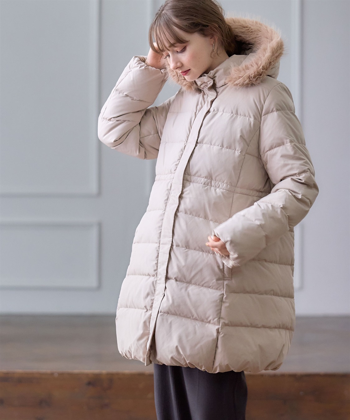 Rosemadame マットタフタダウンママコート＆ケープセット(マタニティ&授乳服）妊婦服 産前・産後対応_sub_15