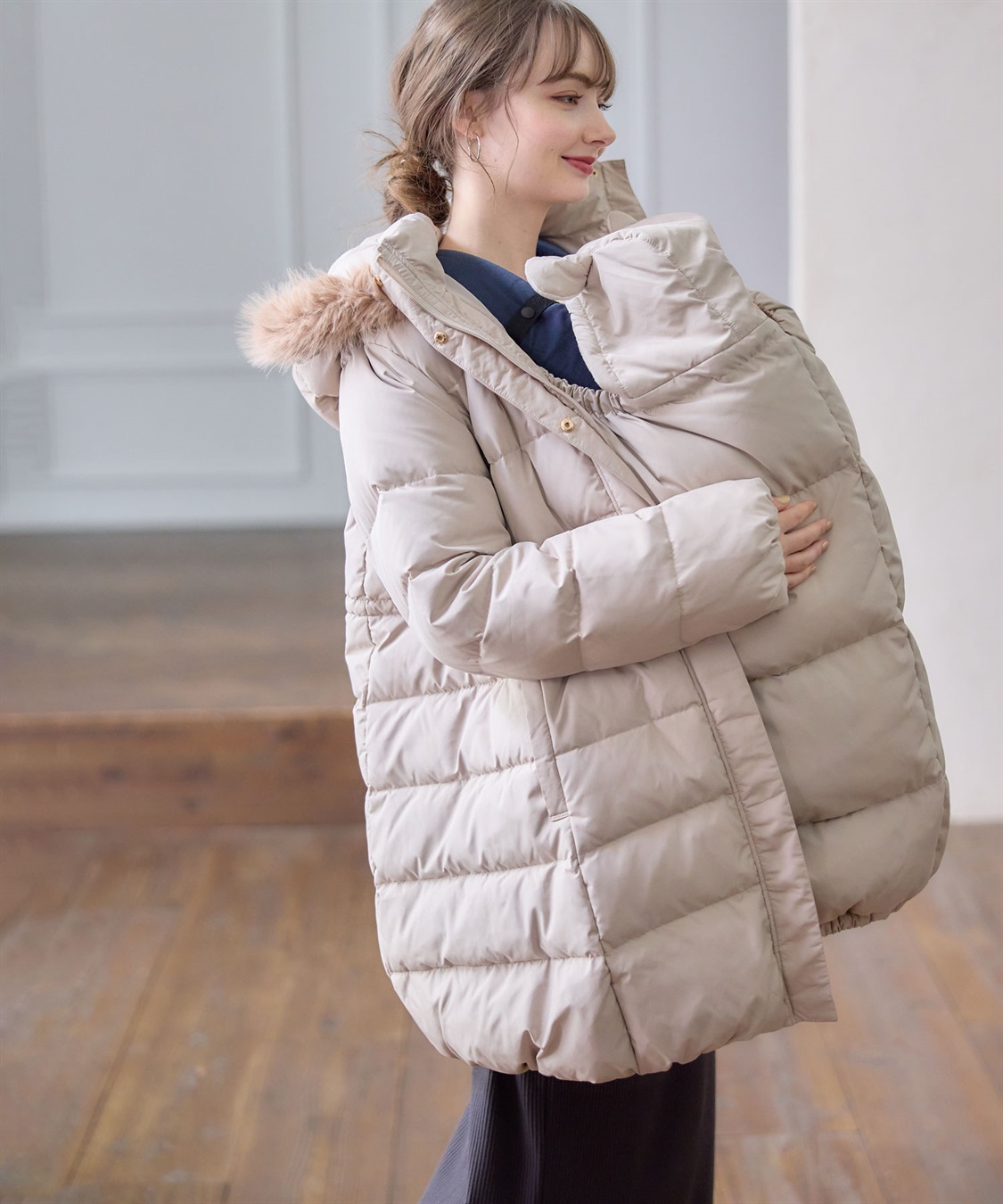 Rosemadame マットタフタダウンママコート＆ケープセット(マタニティ&授乳服）妊婦服 産前・産後対応_sub_17