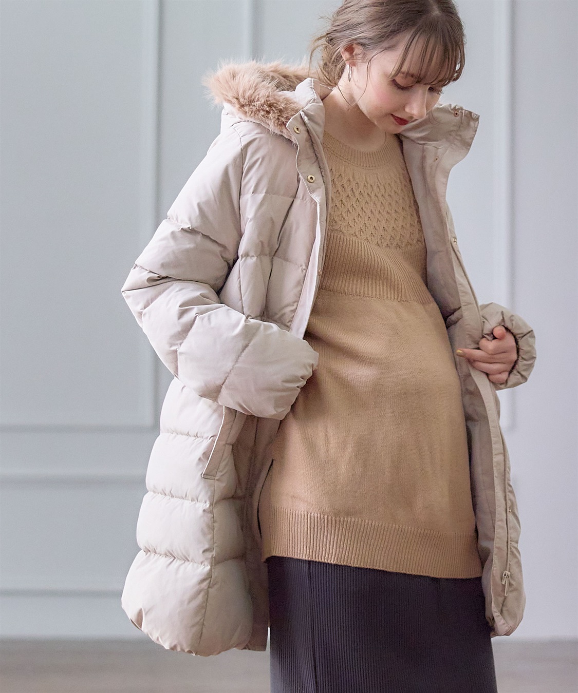 Rosemadame マットタフタダウンママコート＆ケープセット(マタニティ&授乳服）妊婦服 産前・産後対応_sub_21