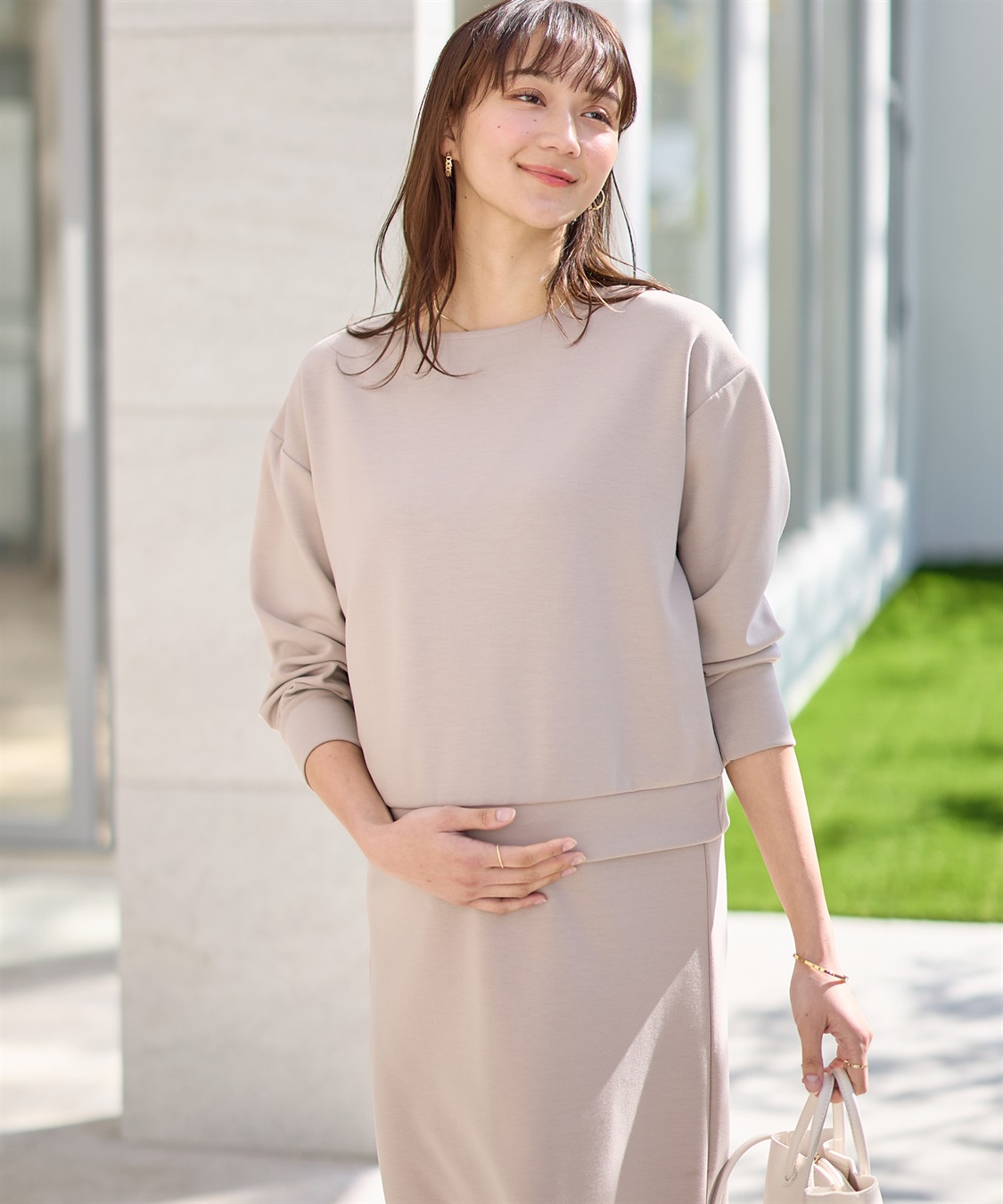 Rosemadame ダンボールセットアップ風 ドッキングワンピース（マタニティ/授乳服）授乳口付き 授乳楽々 妊婦服 産前・産後対応_sub_10