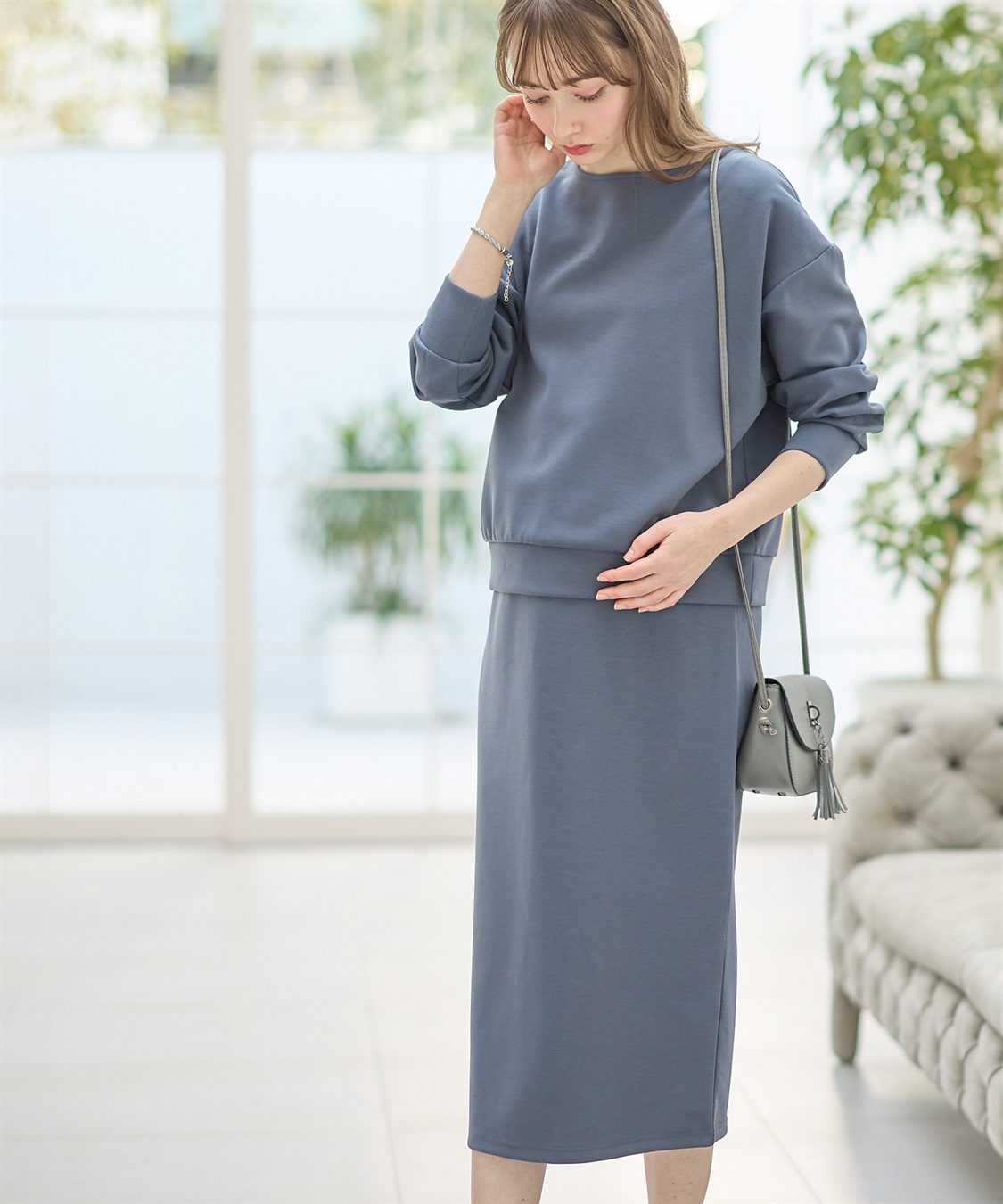 Rosemadame ダンボールセットアップ風 ドッキングワンピース（マタニティ/授乳服）授乳口付き 授乳楽々 妊婦服 産前・産後対応_sub_14