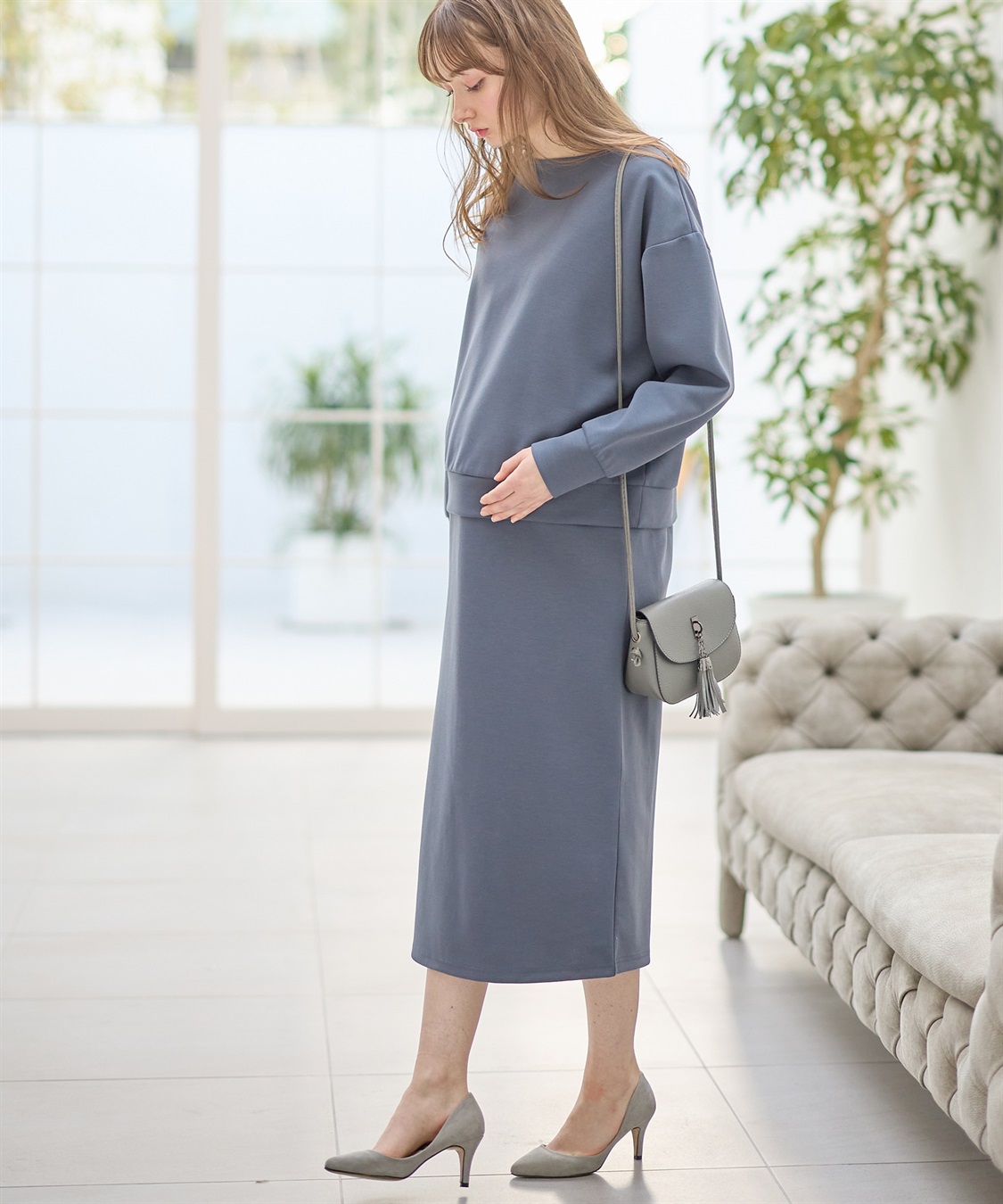 Rosemadame ダンボールセットアップ風 ドッキングワンピース（マタニティ/授乳服）授乳口付き 授乳楽々 妊婦服 産前・産後対応_sub_16