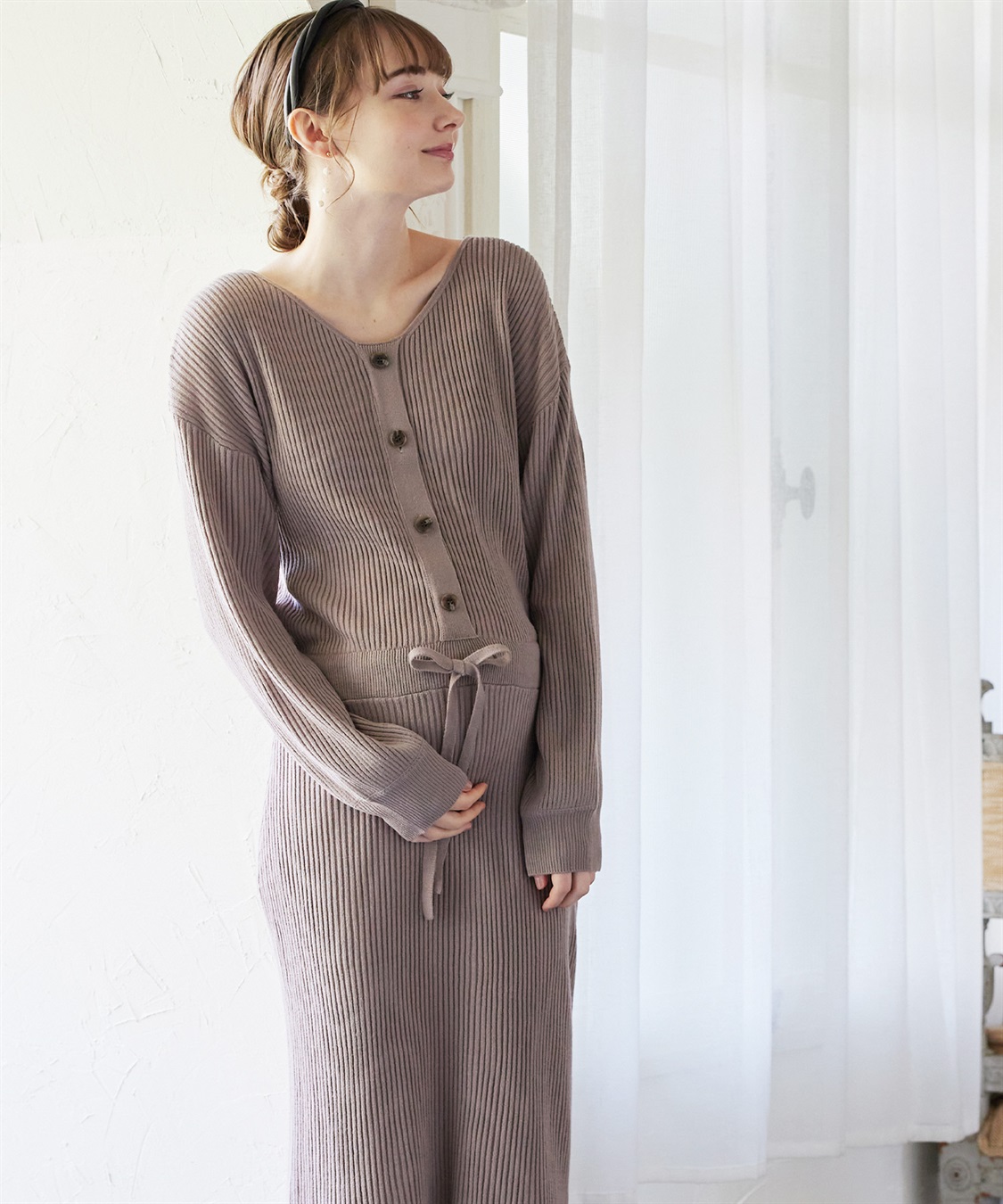 Rosemadame フロントボタンリブニットフレアワンピース(マタニティ&授乳服）授乳口付き 授乳楽々 妊婦服 産前・産後対応_sub_8