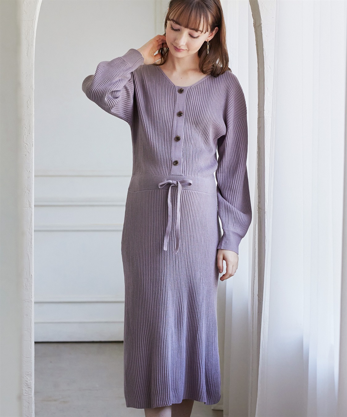 Rosemadame フロントボタンリブニットフレアワンピース(マタニティ&授乳服）授乳口付き 授乳楽々 妊婦服 産前・産後対応_sub_9