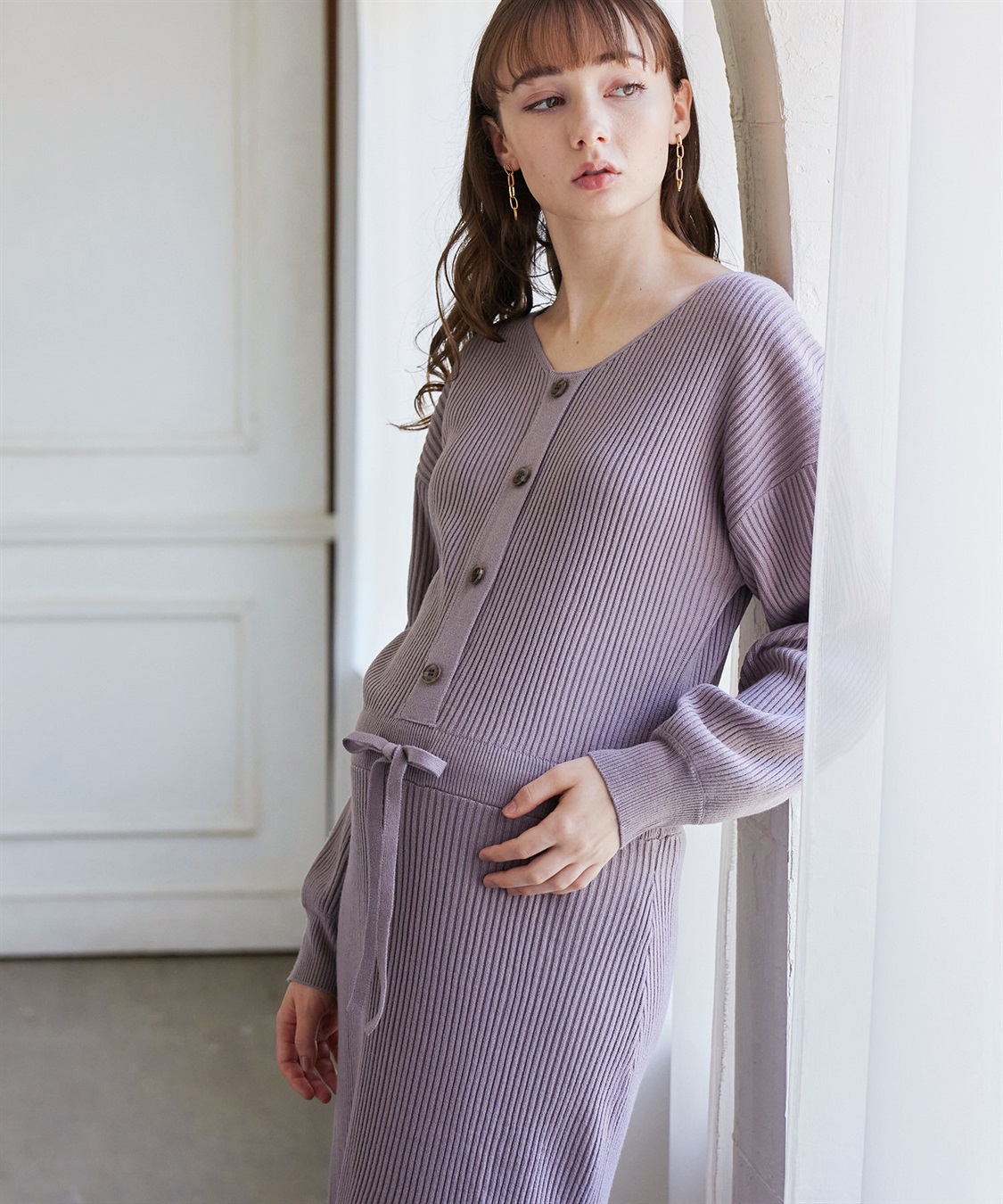 Rosemadame フロントボタンリブニットフレアワンピース(マタニティ&授乳服）授乳口付き 授乳楽々 妊婦服 産前・産後対応_sub_12