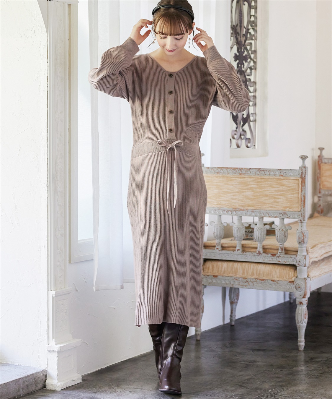 Rosemadame フロントボタンリブニットフレアワンピース(マタニティ&授乳服）授乳口付き 授乳楽々 妊婦服 産前・産後対応_sub_15