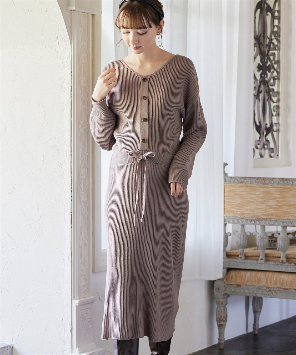 Rosemadame フロントボタンリブニットフレアワンピース(マタニティ&授乳服）授乳口付き 授乳楽々 妊婦服 産前・産後対応_sub_17