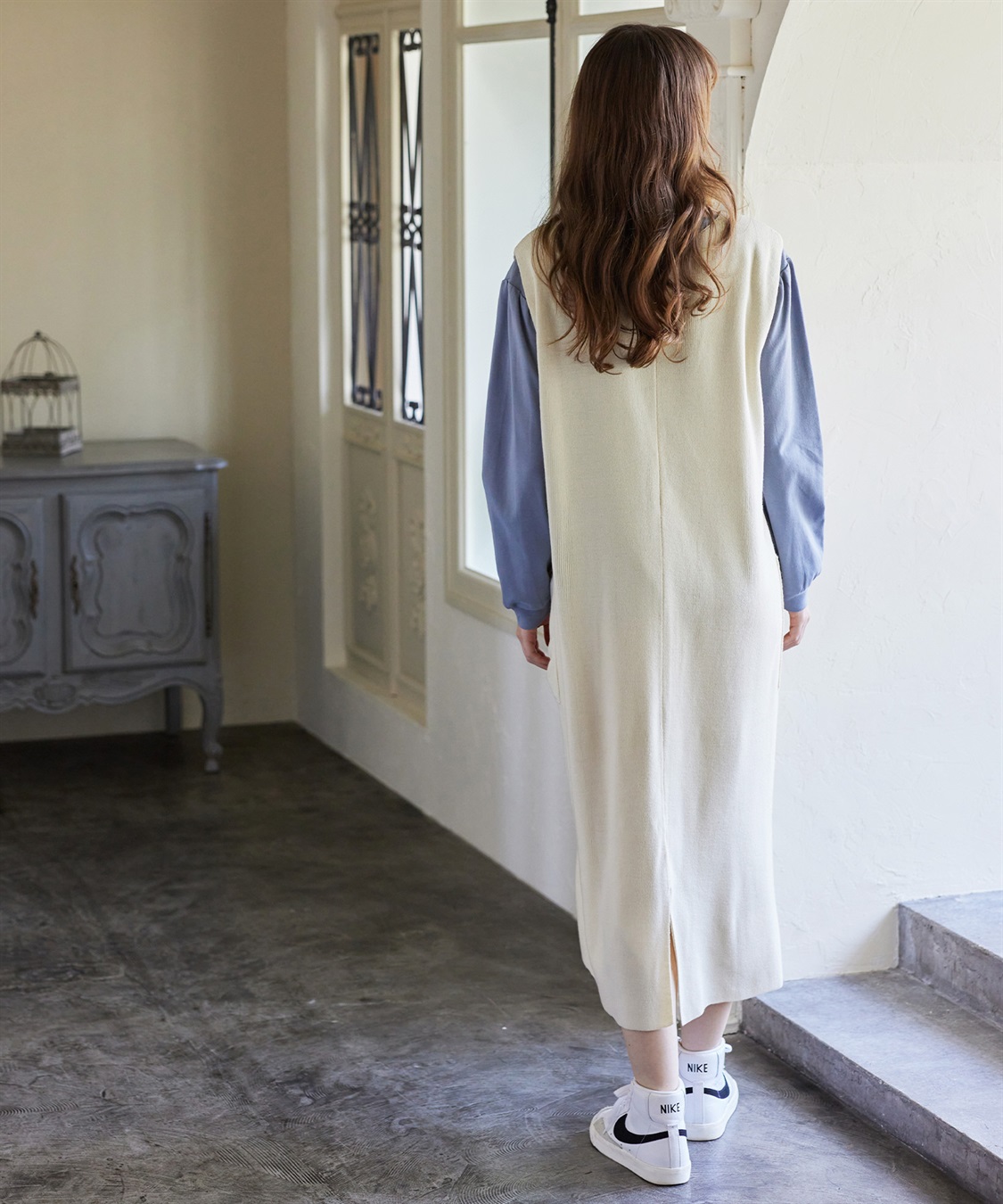 Rosemadame 【セットアイテム】Vネックニットジャンスカ×スムースカットソー アンサンブルワンピース(マタニティ&授乳服）授乳口付き 授乳楽々 妊婦服 産前・産後対応_sub_20