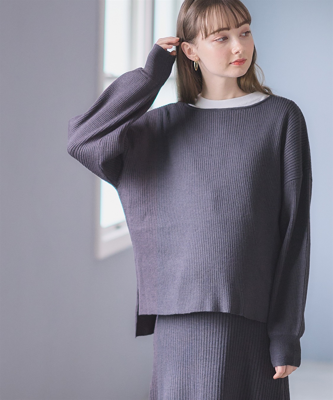 Rosemadame ボリュームスリーブリブニットプルオーバー（マタニティ/授乳服)授乳楽々 妊婦服 産前・産後対応_sub_3