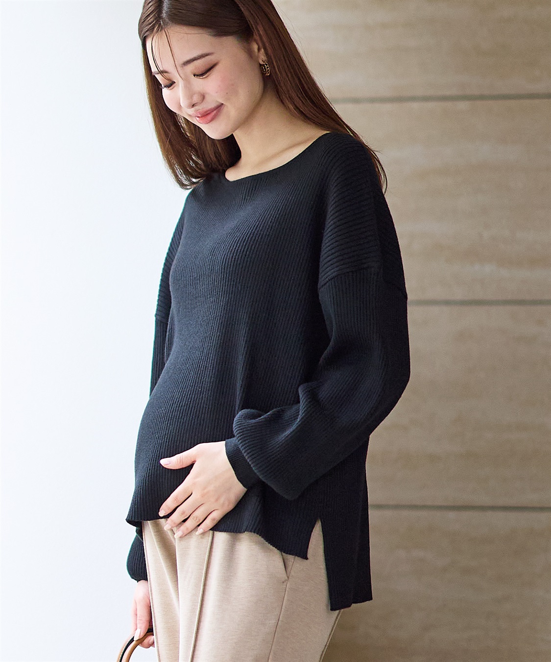 Rosemadame ボリュームスリーブリブニットプルオーバー（マタニティ/授乳服)授乳楽々 妊婦服 産前・産後対応_sub_11