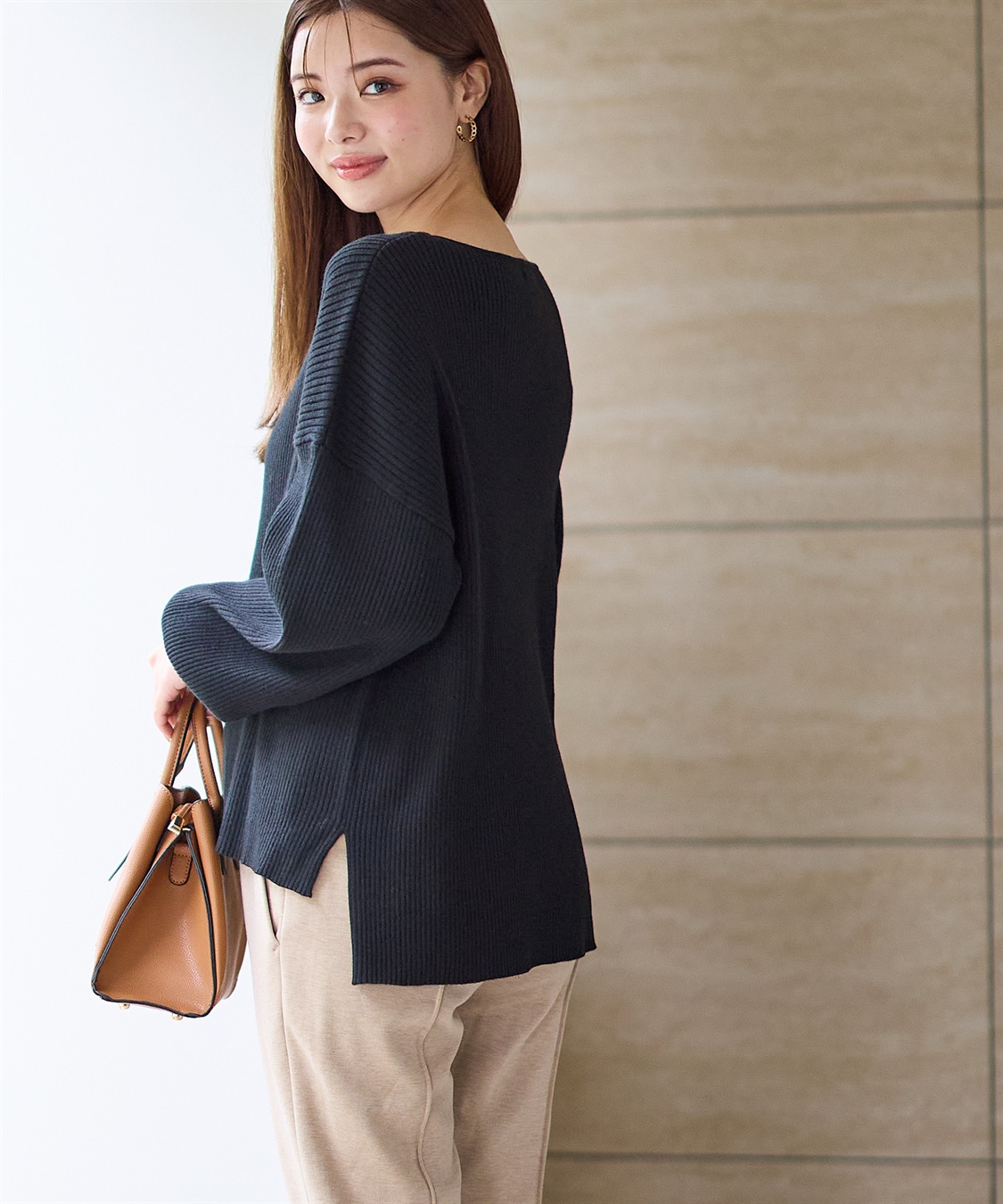 Rosemadame ボリュームスリーブリブニットプルオーバー（マタニティ/授乳服)授乳楽々 妊婦服 産前・産後対応_sub_13