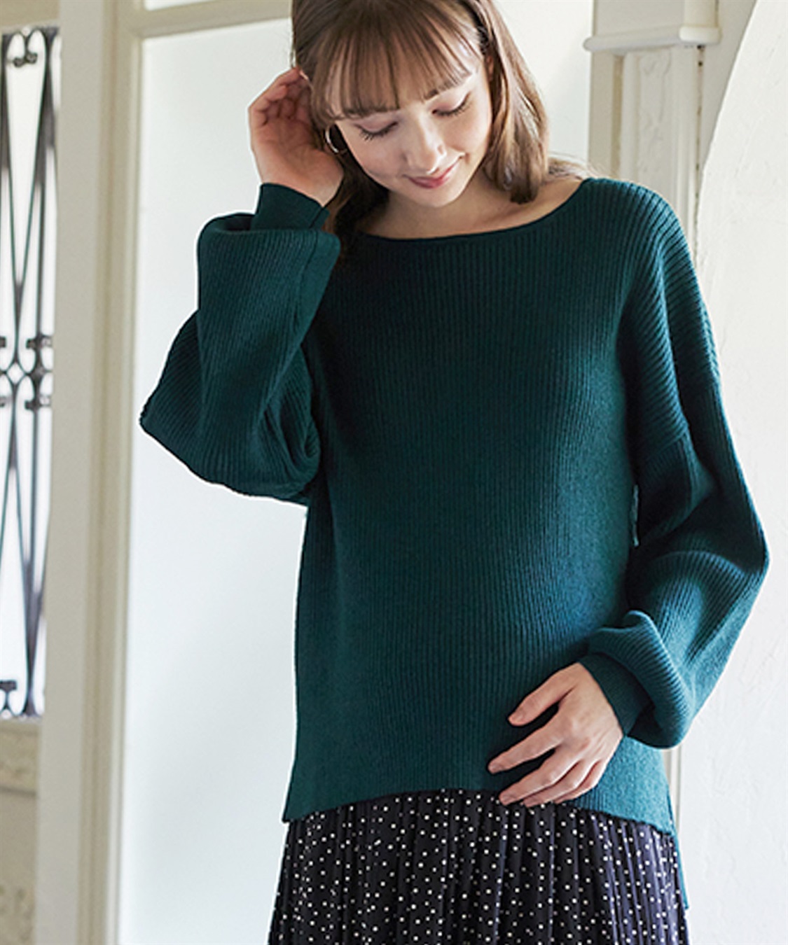 Rosemadame ボリュームスリーブリブニットプルオーバー（マタニティ/授乳服)授乳楽々 妊婦服 産前・産後対応_sub_20