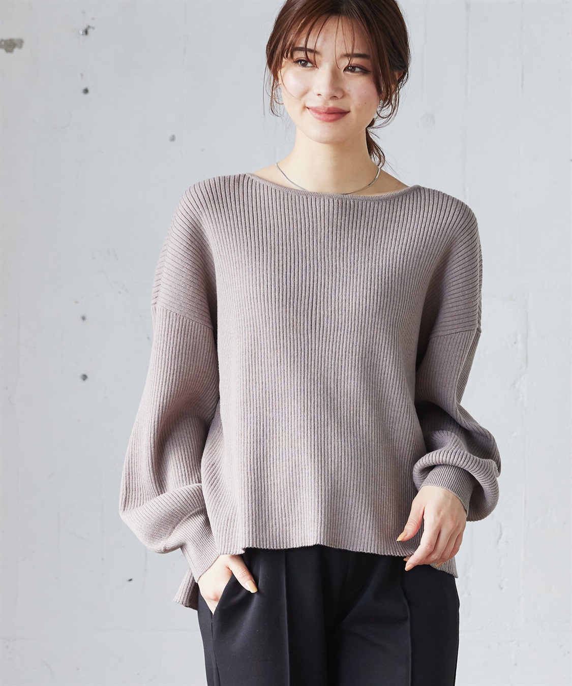 Rosemadame ボリュームスリーブリブニットプルオーバー（マタニティ/授乳服)授乳楽々 妊婦服 産前・産後対応_sub_23