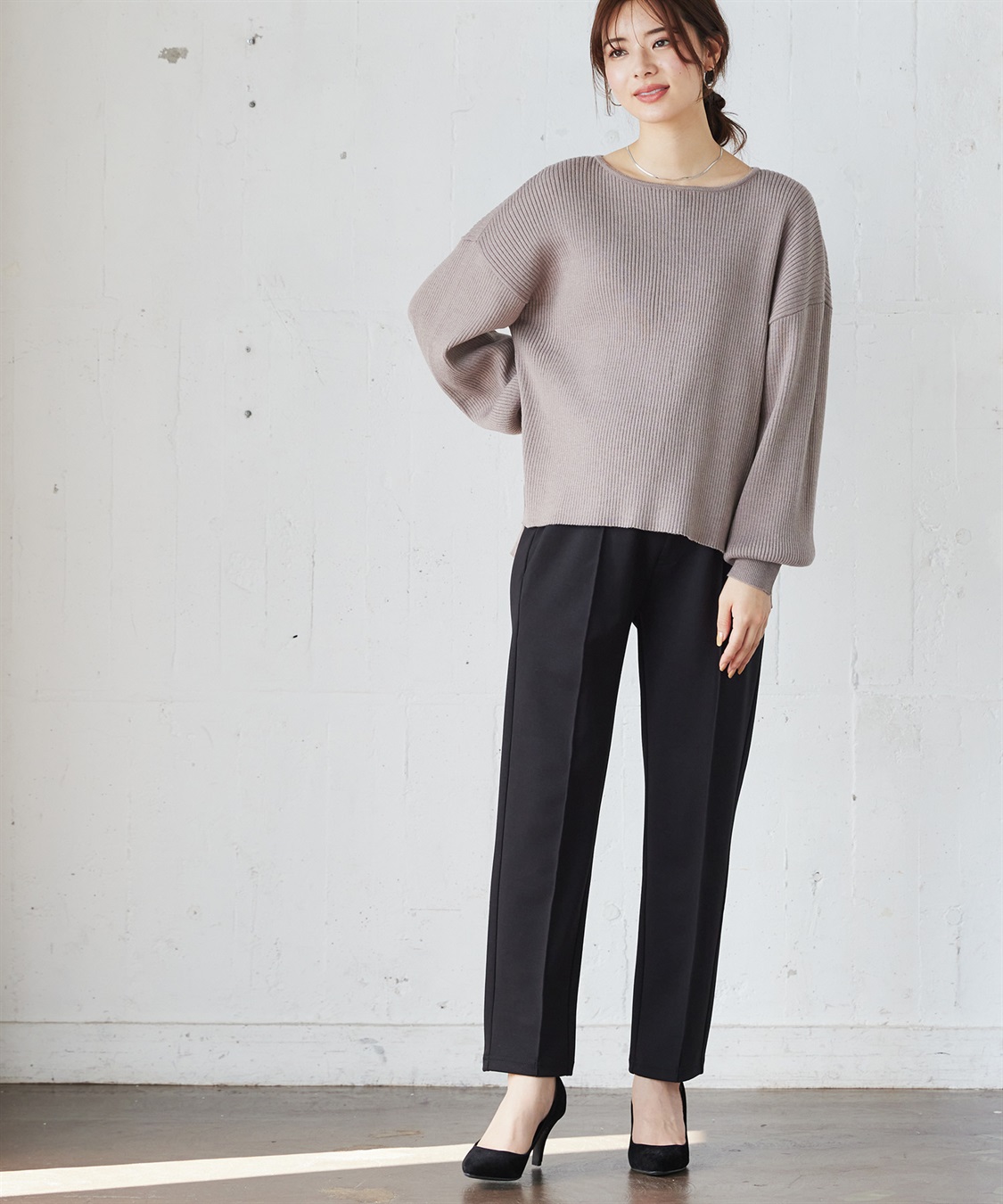 Rosemadame ボリュームスリーブリブニットプルオーバー（マタニティ/授乳服)授乳楽々 妊婦服 産前・産後対応_sub_24