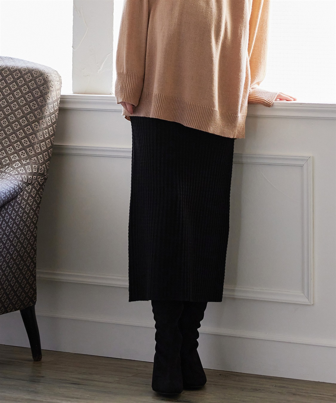 Rosemadame ポコポコワッフル ニットナロースカート(マタニティ/妊婦服 産前・産後対応)_sub_1