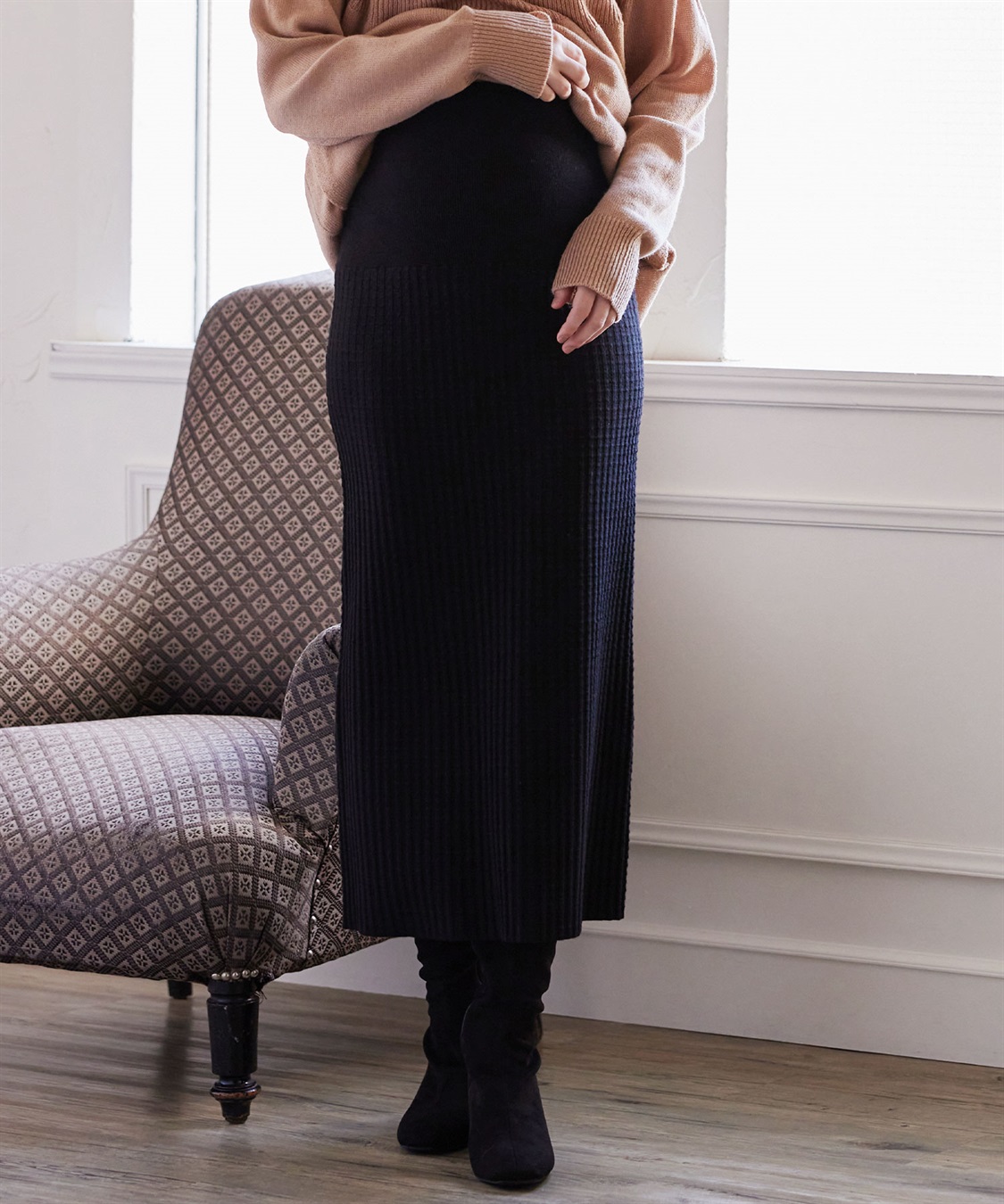 Rosemadame ポコポコワッフル ニットナロースカート(マタニティ/妊婦服 産前・産後対応)_sub_4