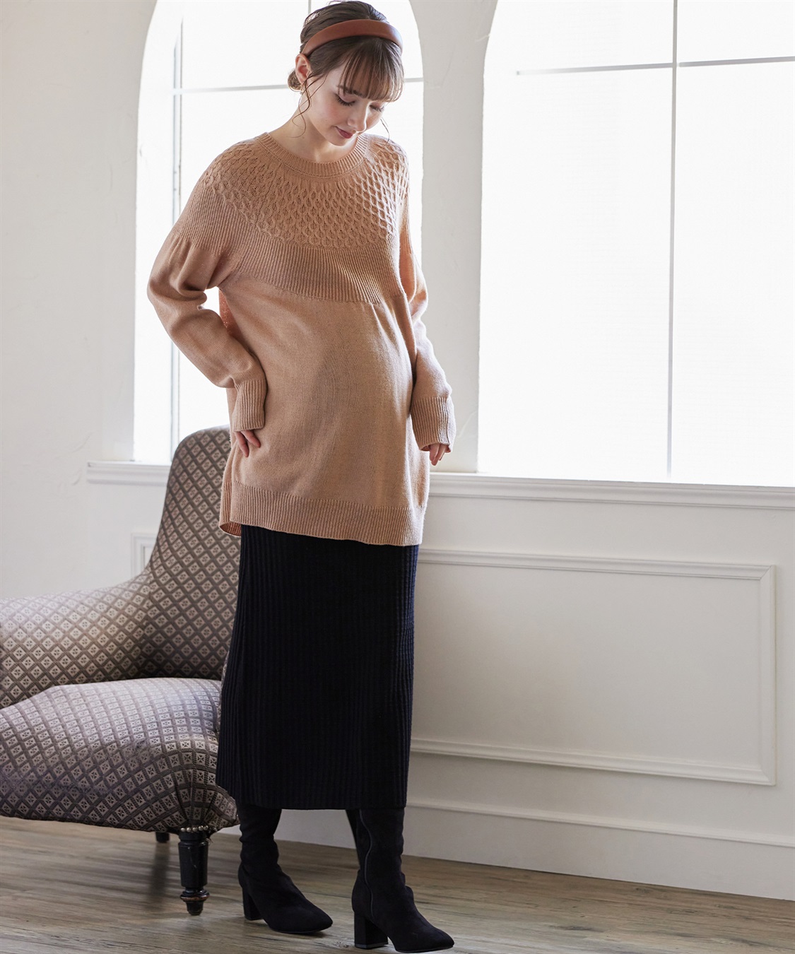 Rosemadame ポコポコワッフル ニットナロースカート(マタニティ/妊婦服 産前・産後対応)_sub_7