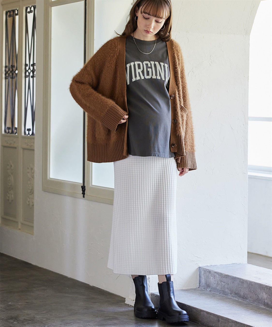 Rosemadame ポコポコワッフル ニットナロースカート(マタニティ/妊婦服 産前・産後対応)_sub_10