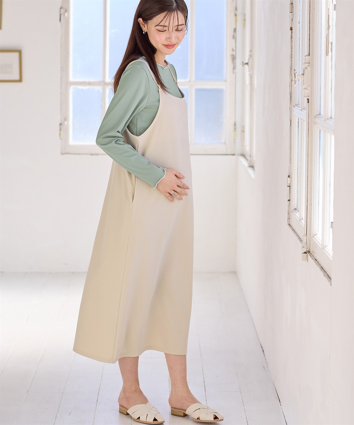 Rosemadame 【セット】スムースキャミワンピ×テレコメロウカットソー(マタニティ/授乳服）授乳楽々 妊婦服 産前・産後対応_sub_10