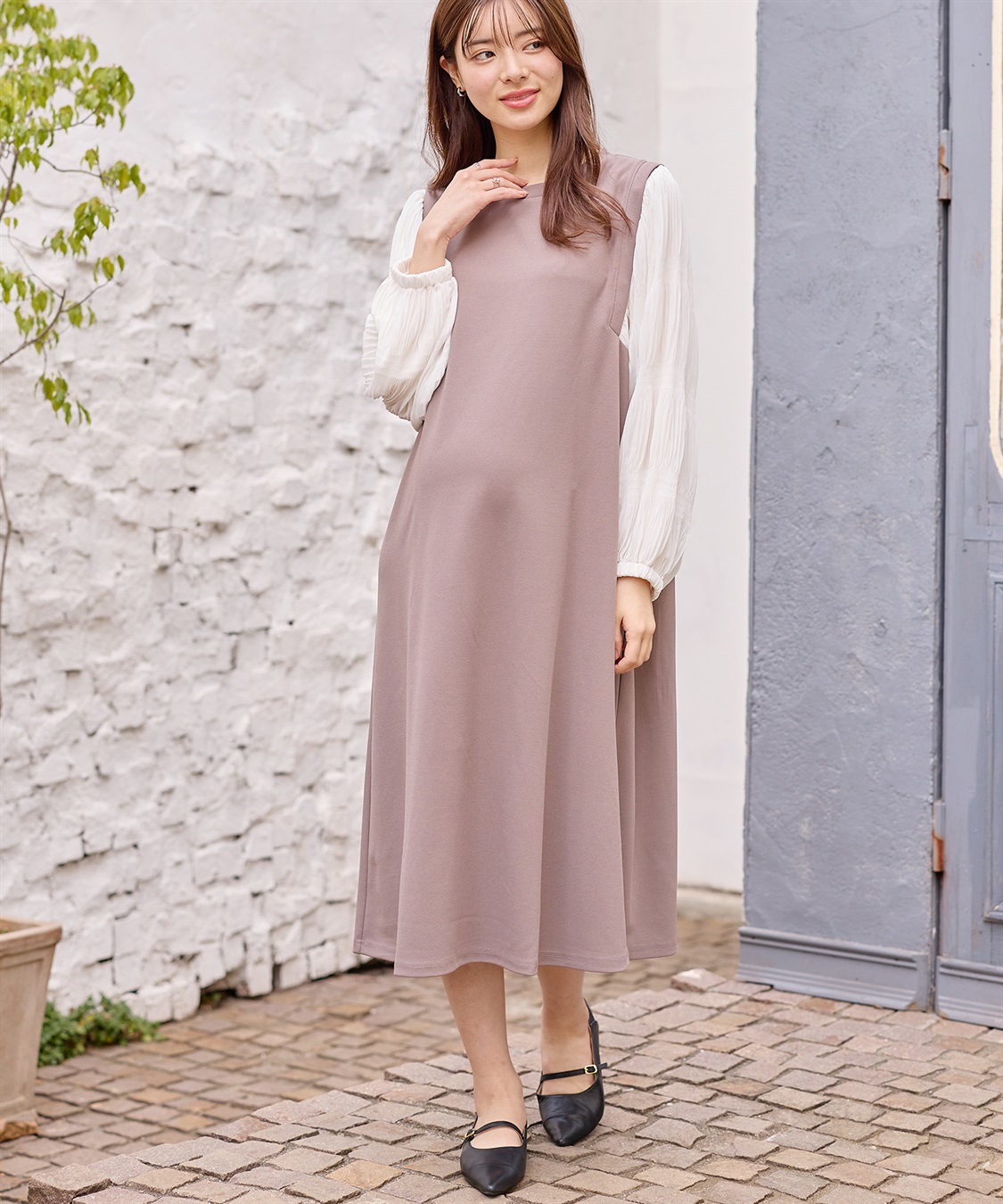 Rosemadame シャーリングスリーブ スムースワンピース(マタニティ/授乳服）授乳口付き 授乳楽々 妊婦服 産前・産後対応_sub_9