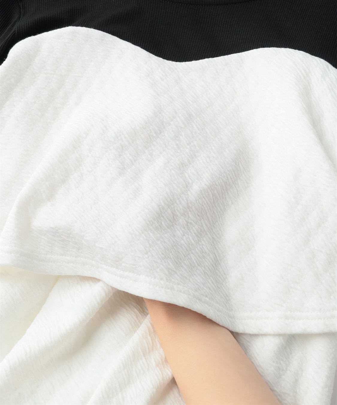 Rosemadame ふくれジャガード×テレコカットソー ビスチェ風 ワンピース(マタニティ/授乳服）授乳口付き 授乳楽々 妊婦服 産前・産後対応_sub_24