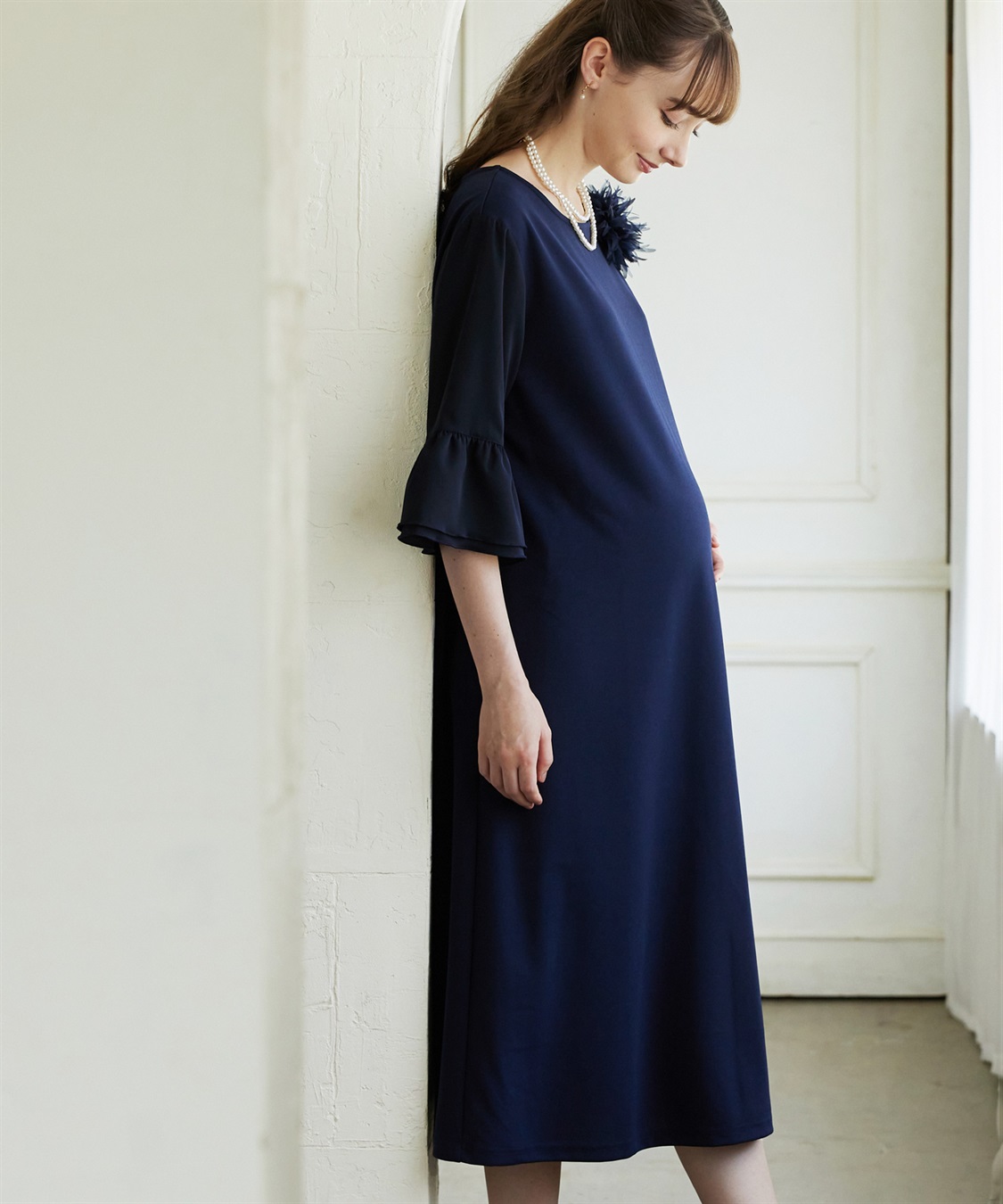 Rosemadame ジョーゼットフレアスリーブ スムースワンピースドレス(マタニティ/妊婦服 産前・産後対応・フォーマルワンピース・オケージョンドレス)_sub_5