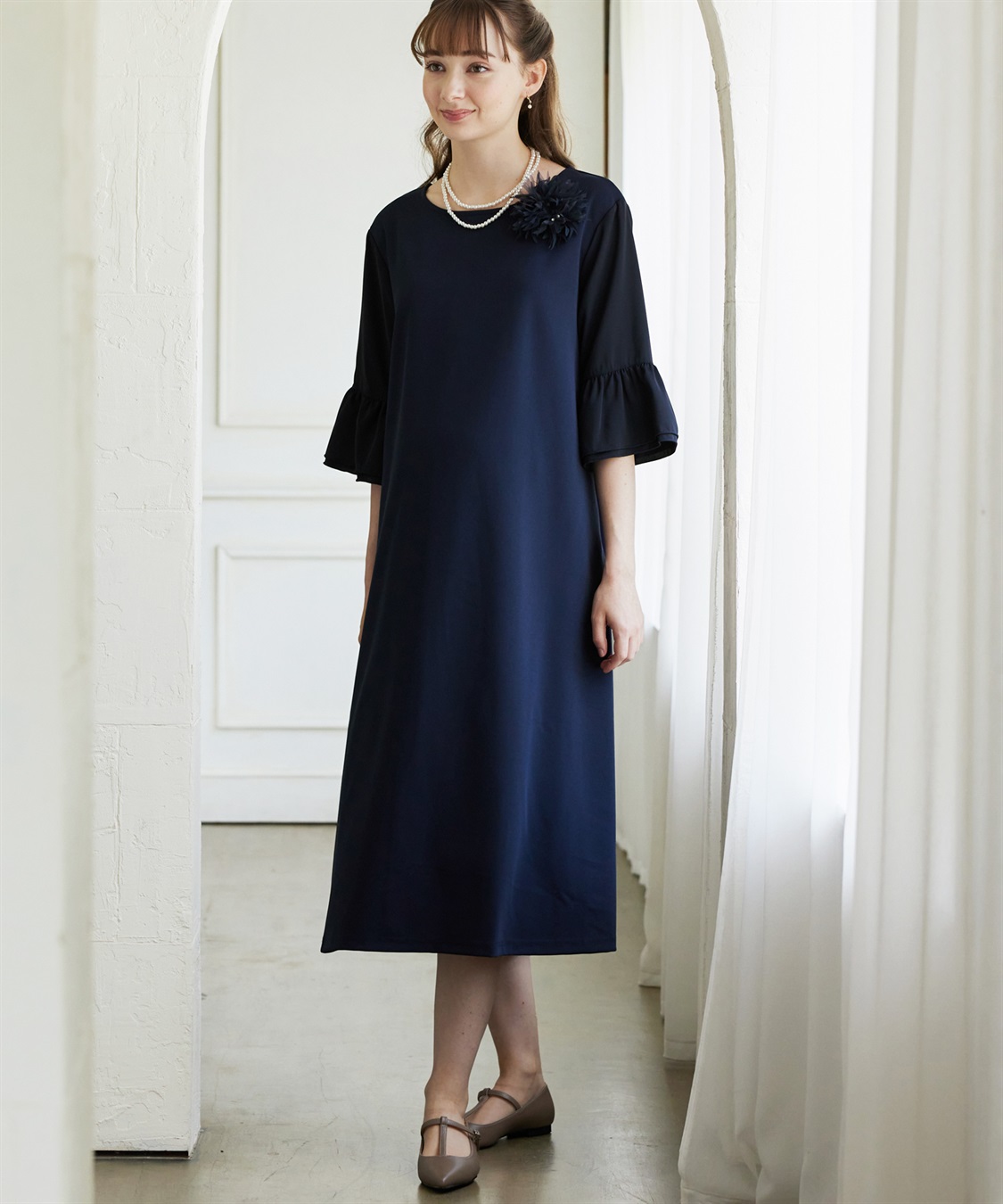 Rosemadame ジョーゼットフレアスリーブ スムースワンピースドレス(マタニティ/妊婦服 産前・産後対応・フォーマルワンピース・オケージョンドレス)_sub_6