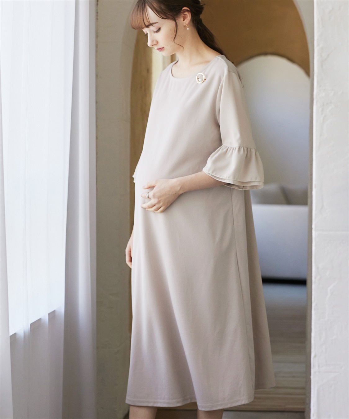 Rosemadame ジョーゼットフレアスリーブ スムースワンピースドレス(マタニティ/妊婦服 産前・産後対応・フォーマルワンピース・オケージョンドレス)_sub_8