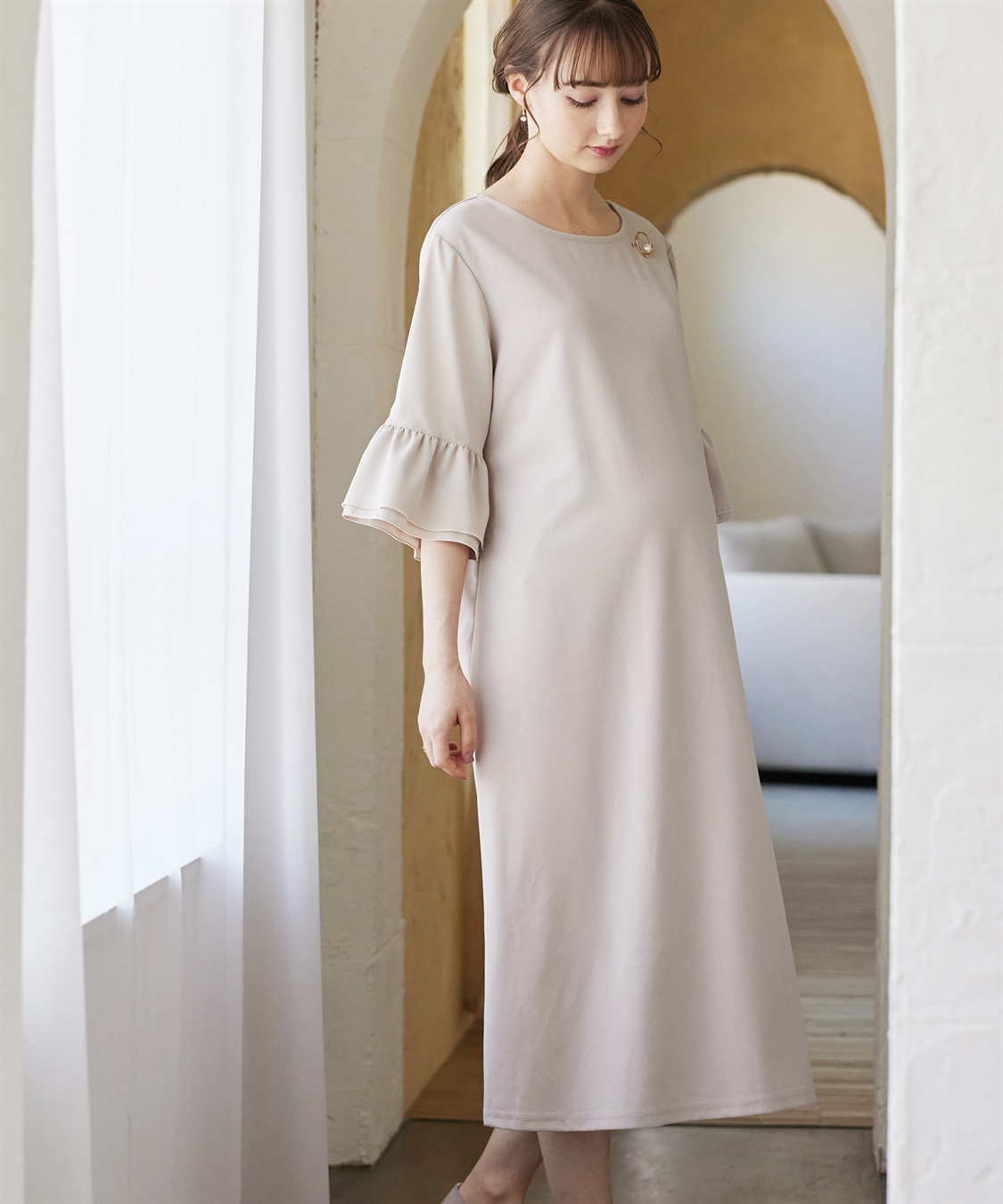 Rosemadame ジョーゼットフレアスリーブ スムースワンピースドレス(マタニティ/妊婦服 産前・産後対応・フォーマルワンピース・オケージョンドレス)_sub_9