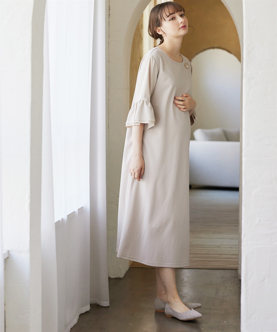 Rosemadame ジョーゼットフレアスリーブ スムースワンピースドレス(マタニティ/妊婦服 産前・産後対応・フォーマルワンピース・オケージョンドレス)_sub_10