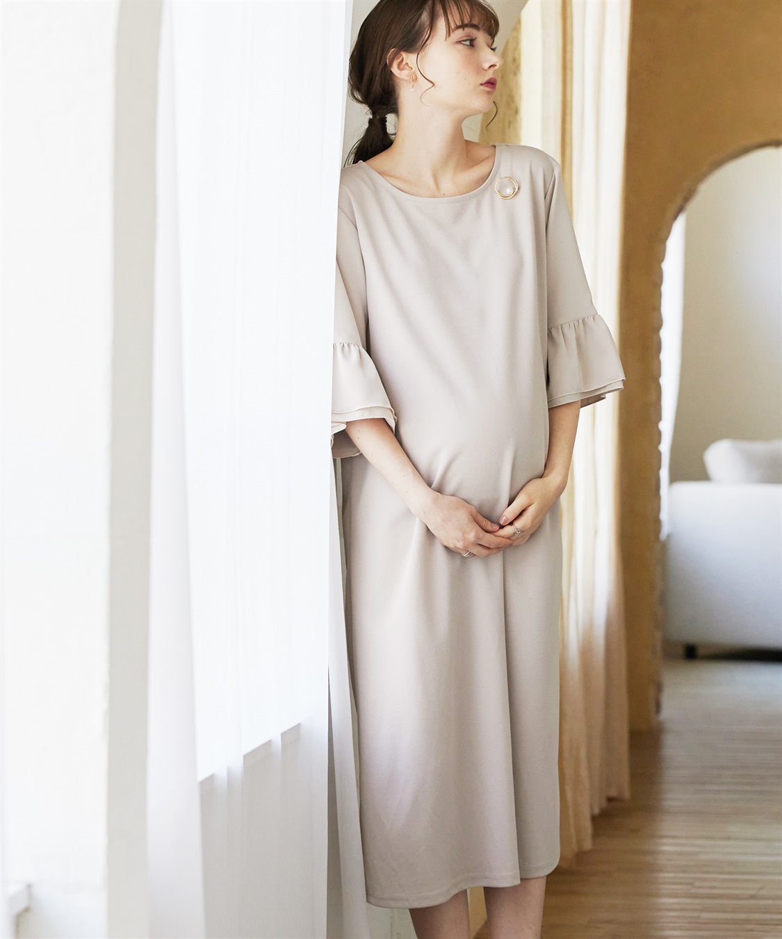 Rosemadame ジョーゼットフレアスリーブ スムースワンピースドレス(マタニティ/妊婦服 産前・産後対応・フォーマルワンピース・オケージョンドレス)_sub_12