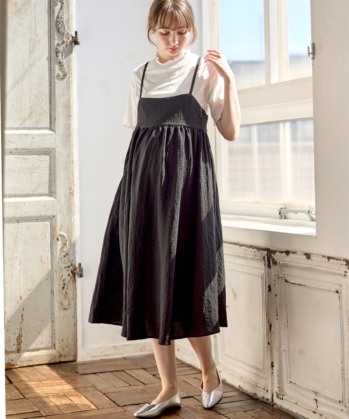 Rosemadame 【セットアイテム】エステルシャーリングキャミ マタニティワンピース×メロウリブカットソー_sub_3