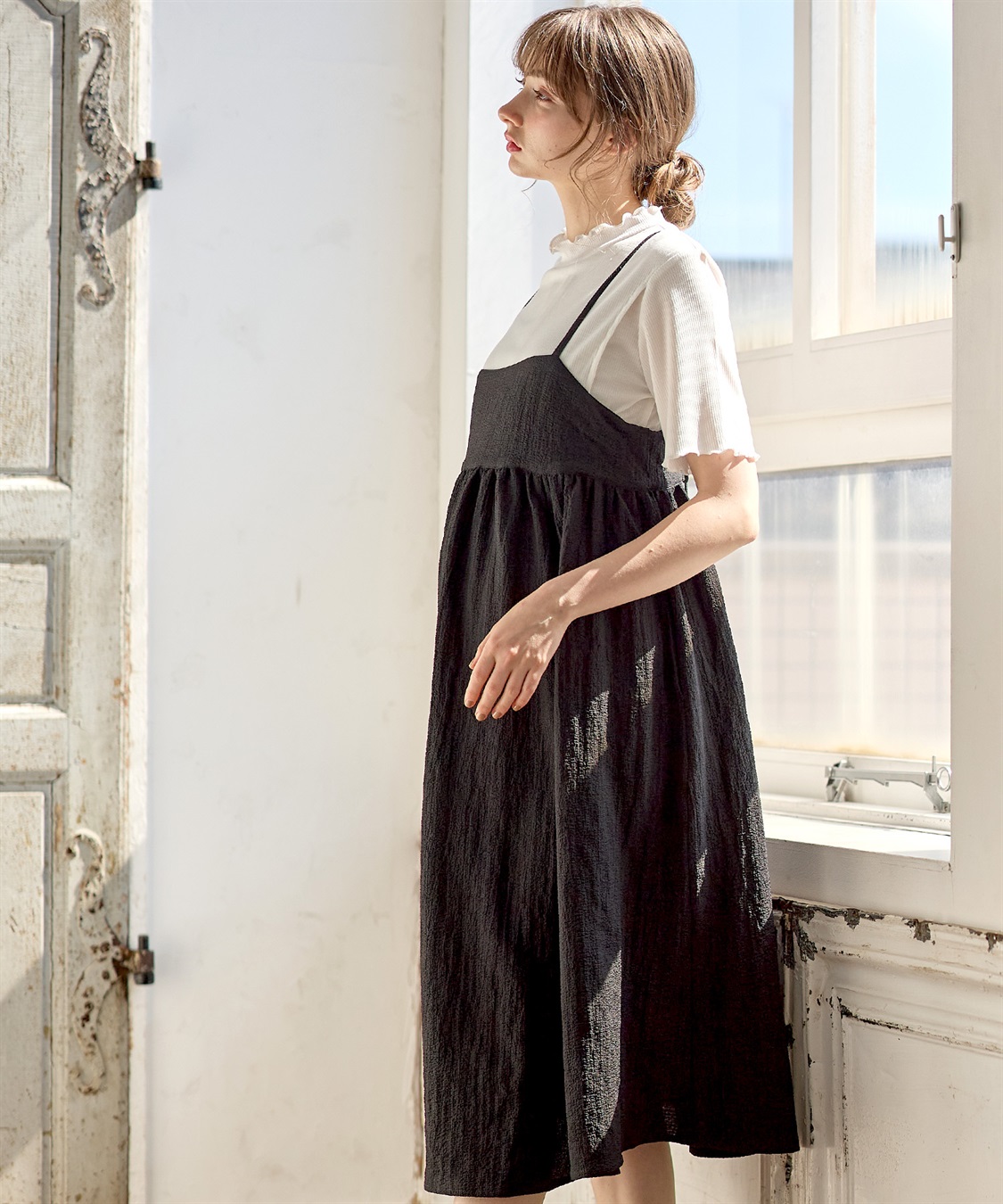 Rosemadame 【セットアイテム】エステルシャーリングキャミ マタニティワンピース×メロウリブカットソー_sub_4