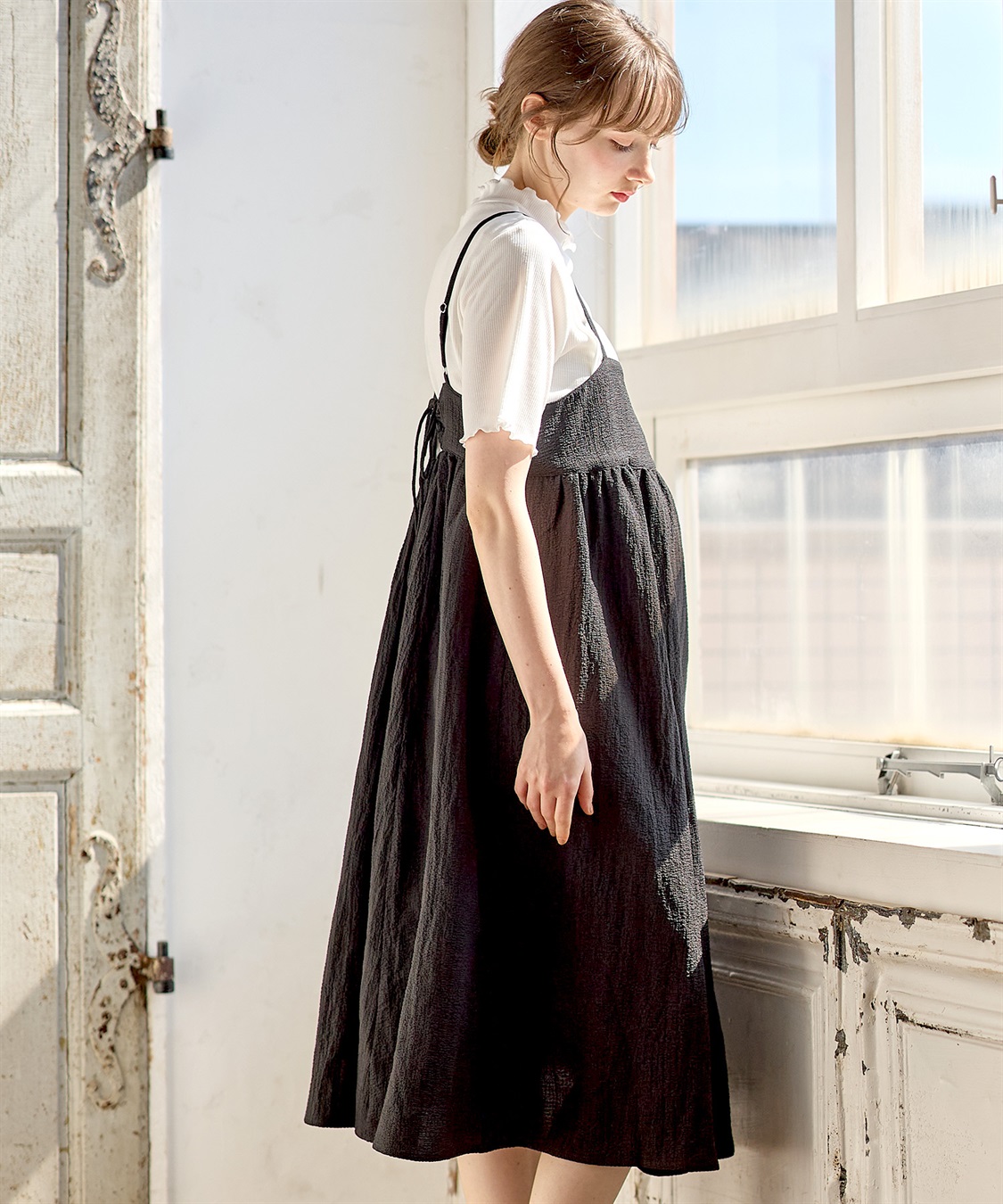 Rosemadame 【セットアイテム】エステルシャーリングキャミ マタニティワンピース×メロウリブカットソー_sub_5