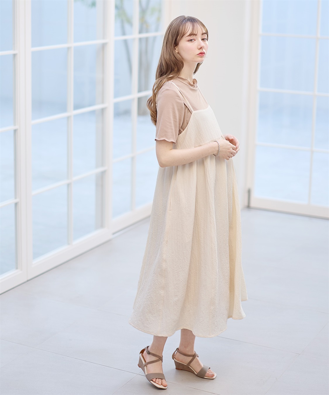 Rosemadame 【セットアイテム】エステルシャーリングキャミ マタニティワンピース×メロウリブカットソー_sub_9