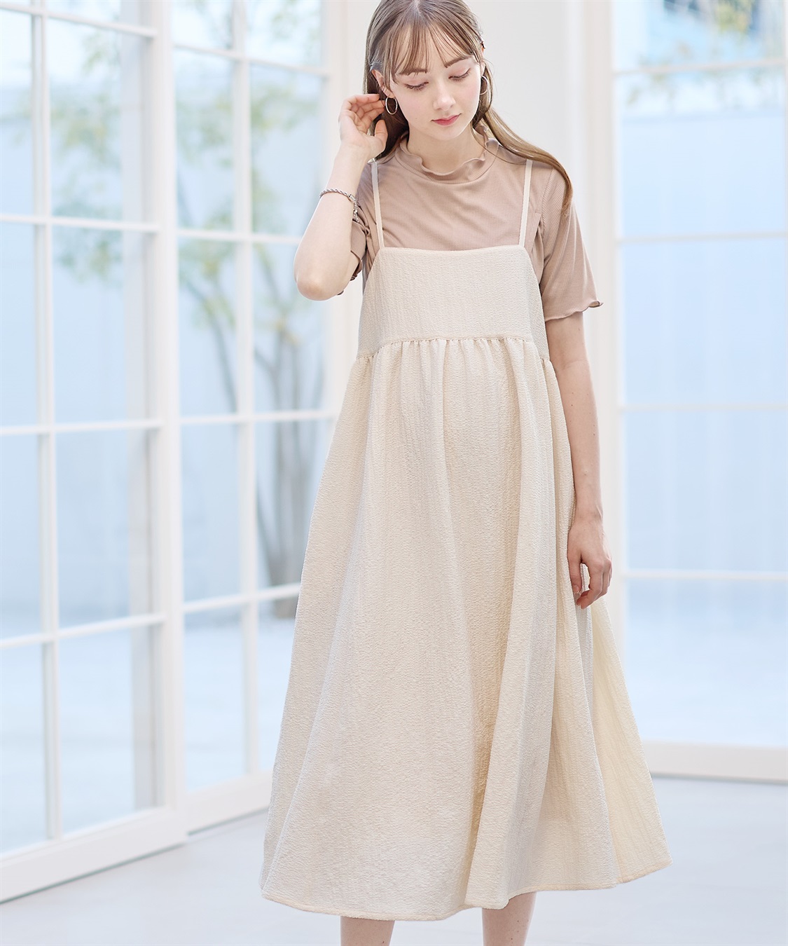 Rosemadame 【セットアイテム】エステルシャーリングキャミ マタニティワンピース×メロウリブカットソー_sub_10