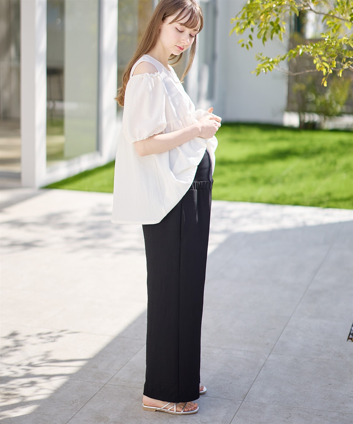 Rosemadame 【接触冷感】リネンライク ゆったりストレートパンツ（マタニティ　産前・産後対応）_sub_13