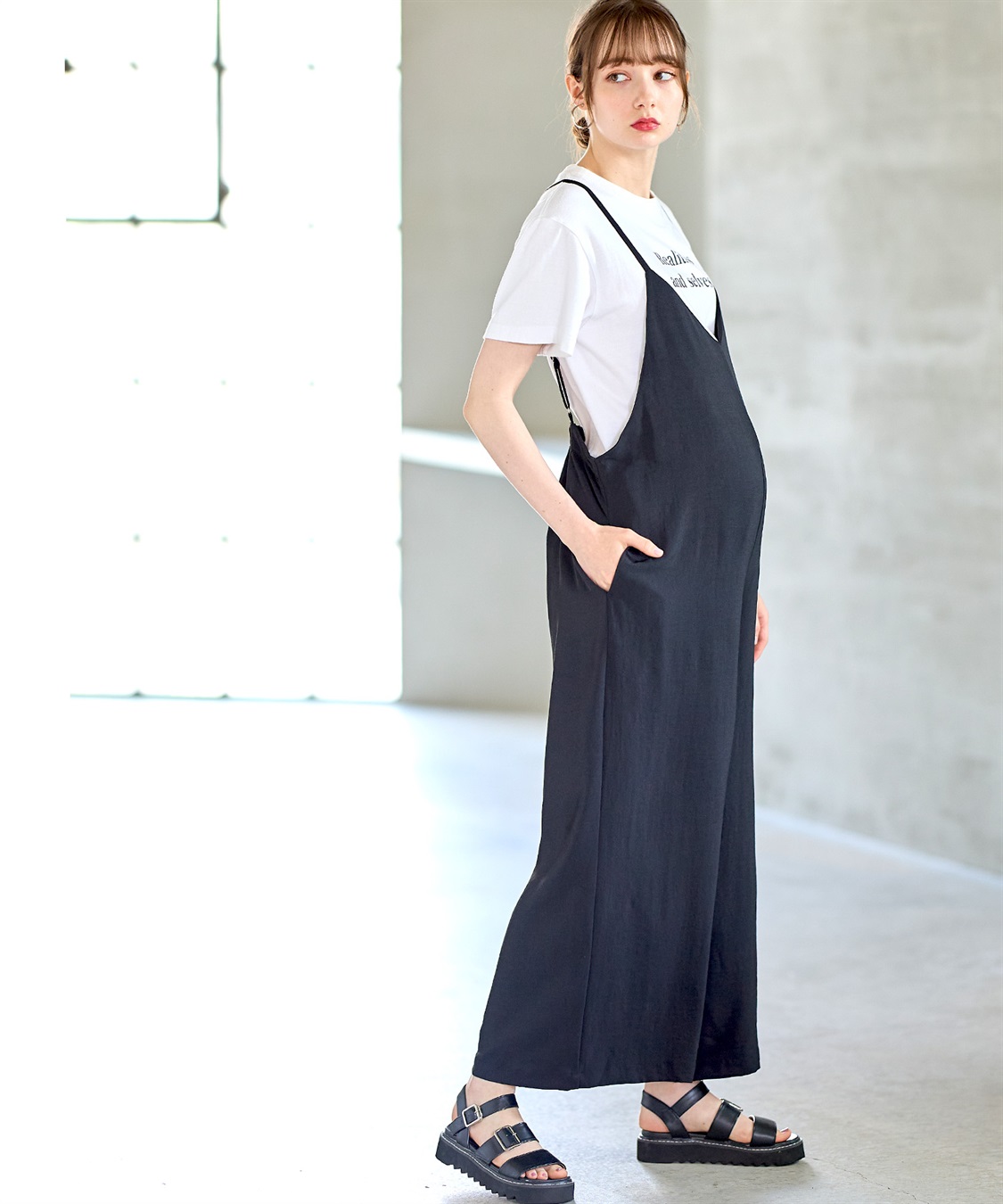 Rosemadame 【接触冷感】リネンライクゆるサロペット(産前・産後対応 マタニティ＆授乳服 ルームウェア)_sub_9